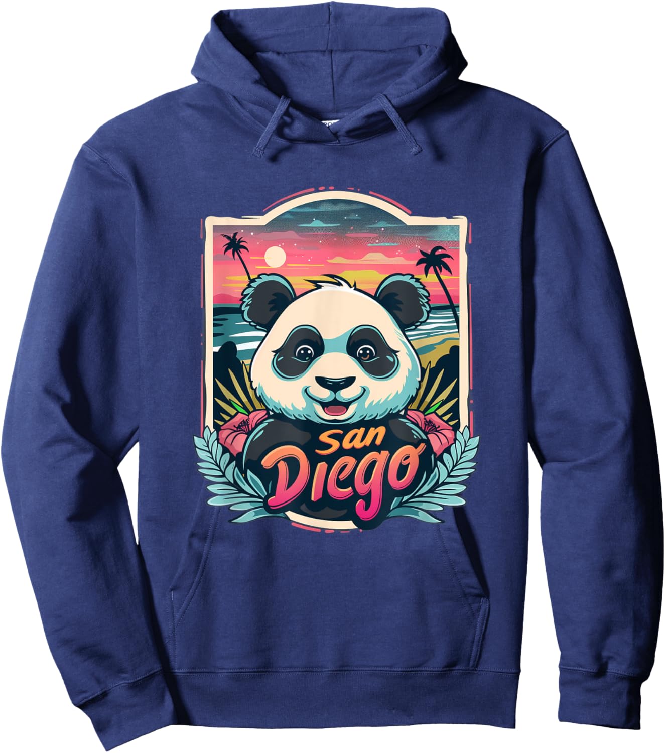 Women's San Diego Panda City Skyline Beach Cute Panda Zoo Hoodie - Hoodie | Navy