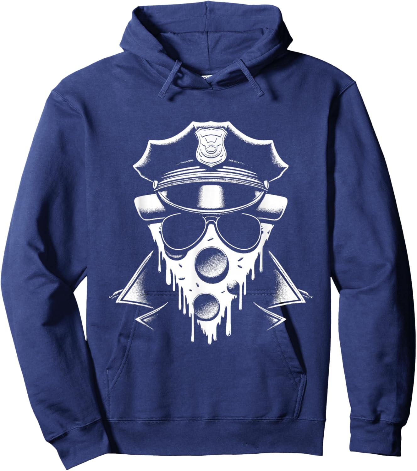 Officer Pizza Slice - Funny Police Face Pizza Lover Hoodie - Hoodie | Navy