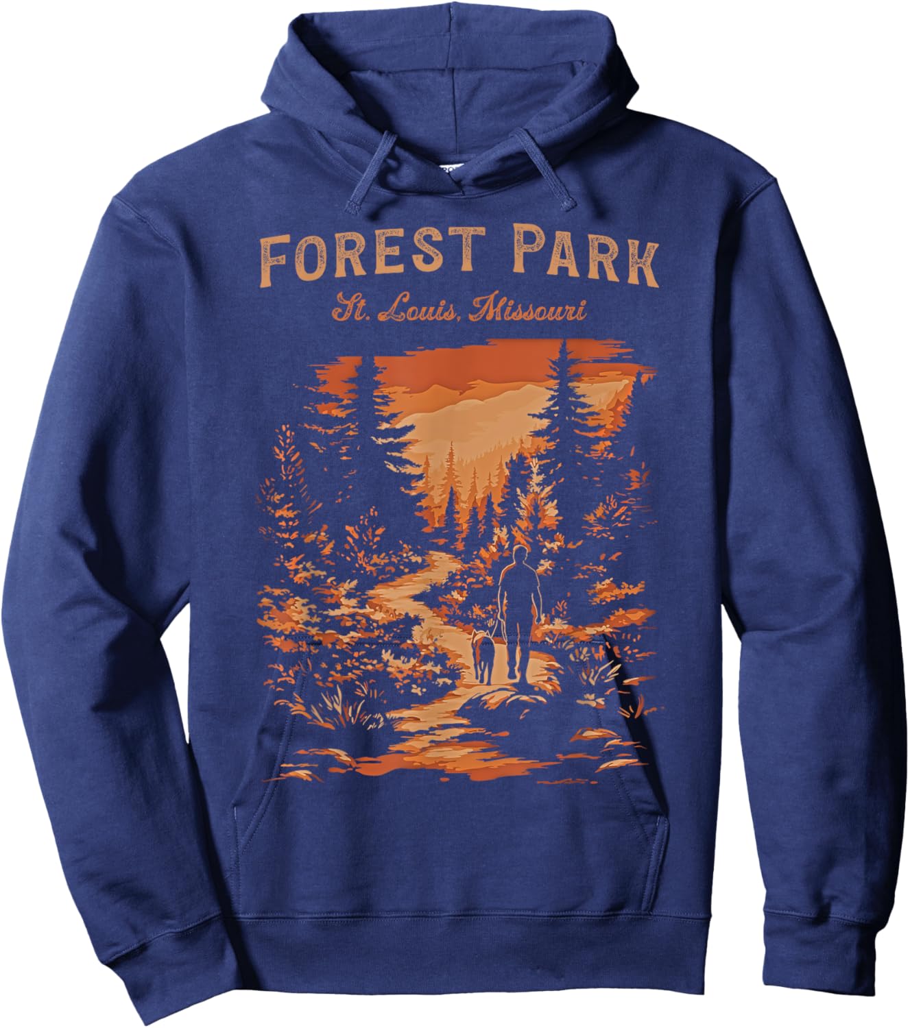 Forest Park St. Louis Missouri Vintage Hiking Trail Hoodie - Hoodie | Navy
