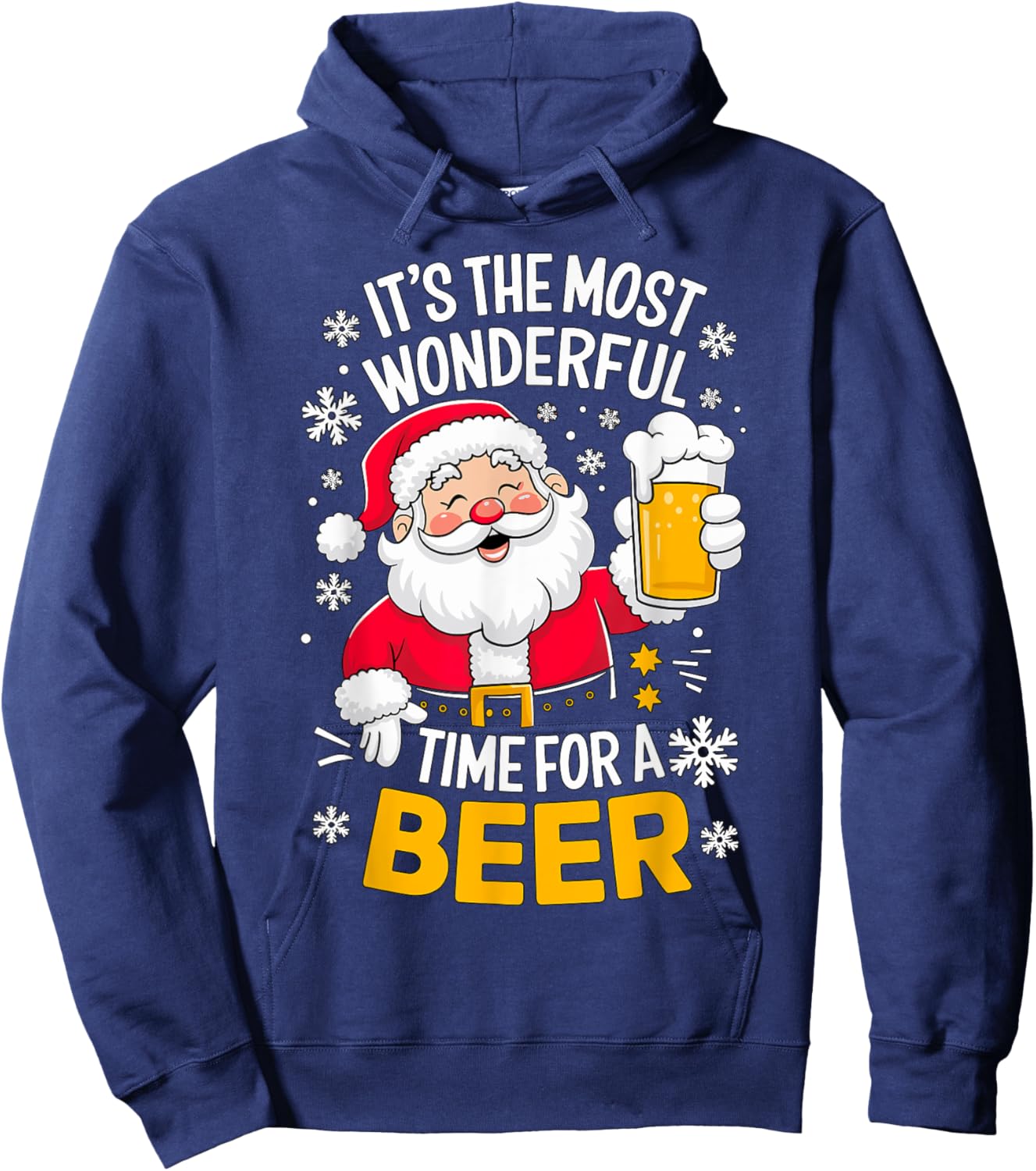 It's the most wonderful Time for a Beer Santa Christmas Hoodie - Hoodie | Navy