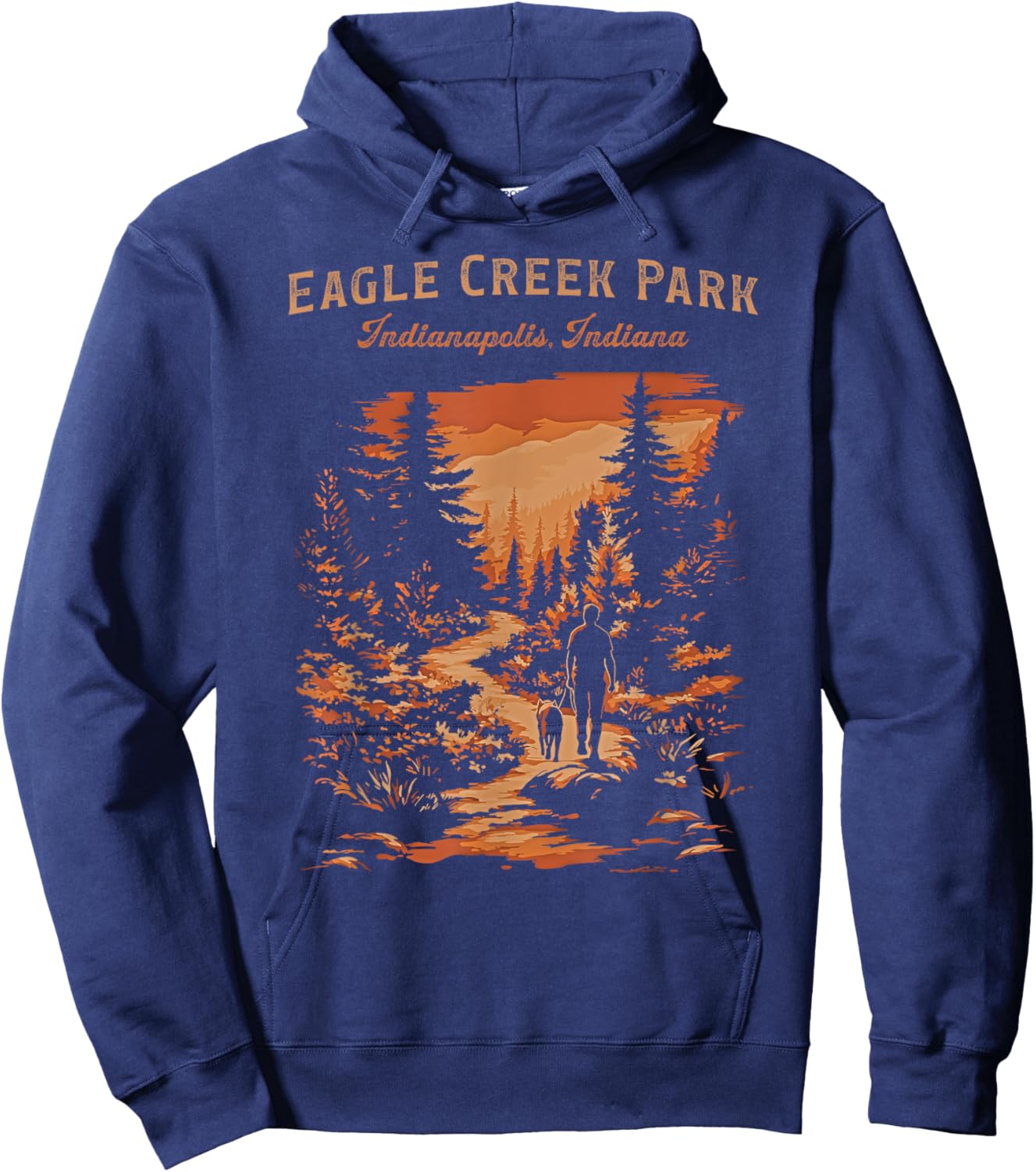 Eagle Creek Park Indianapolis Indiana Vintage Hiking Trail Hoodie - Hoodie | Navy