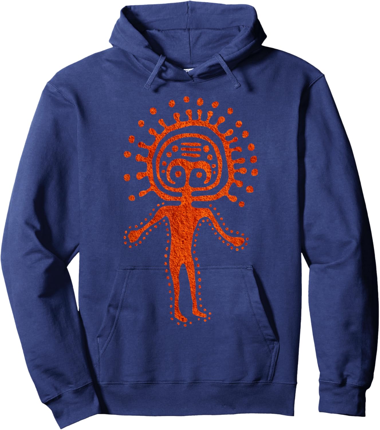 Kazak Man Alien Shaman Symbol Cosmic Paleo Petroglyph Art Hoodie - Hoodie | Navy
