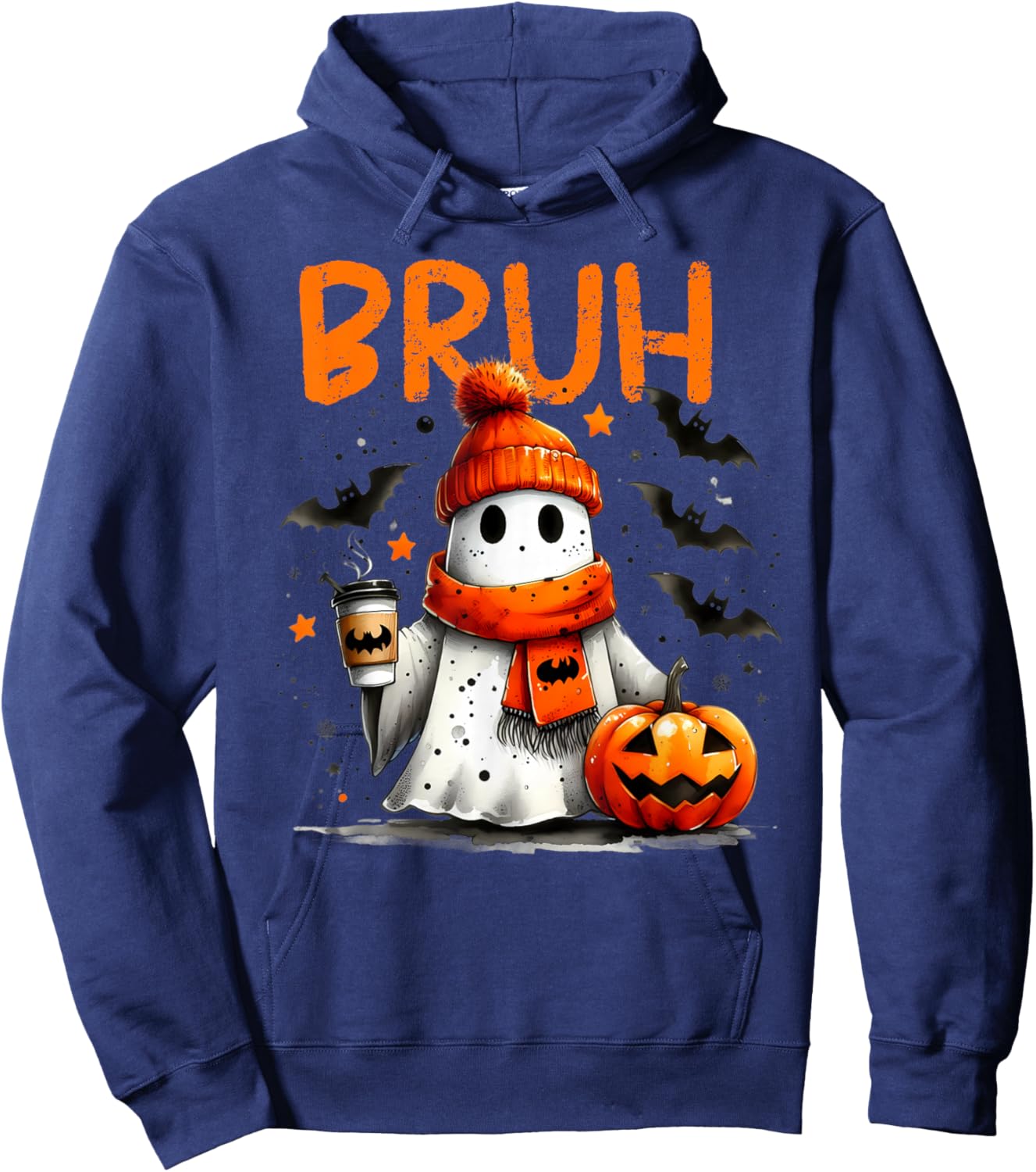 Halloween Bruh Crew Boo Ghost Kid Girl Boy Toddler Funny Bro Hoodie - Hoodie | Navy