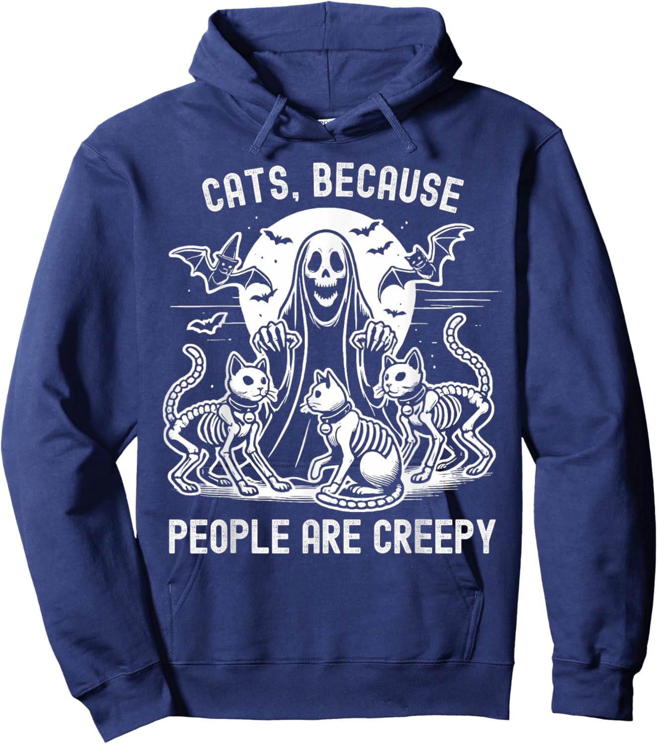 Cats Because People Are Creepy Halloween Hoodie - Hoodie | Navy