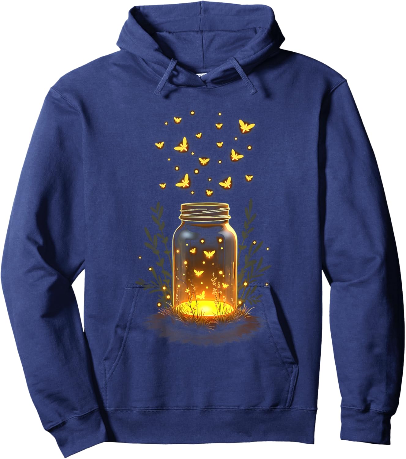 Fireflies In A Jar Nature Lover Glowing Insects Summer Night Hoodie - Hoodie | Navy