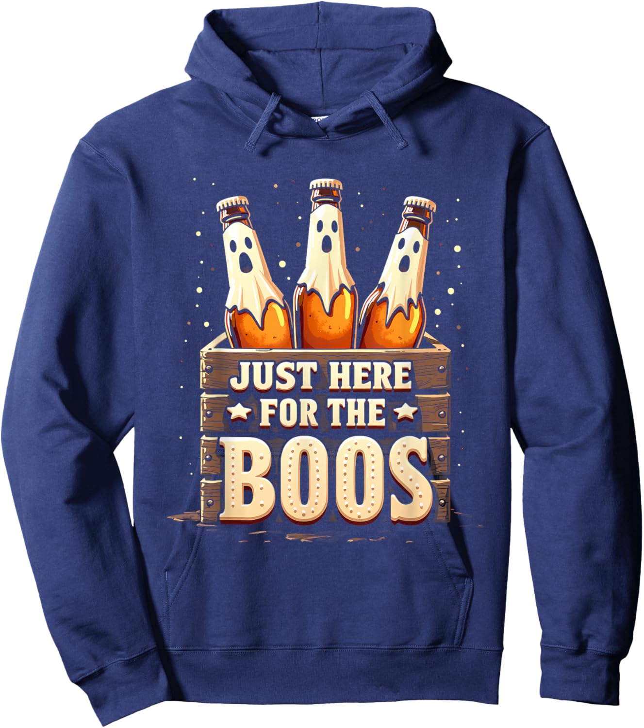 Here for the Boos Halloween 6 Pack Booze Ghost Beer Bottles Hoodie - Hoodie | Navy