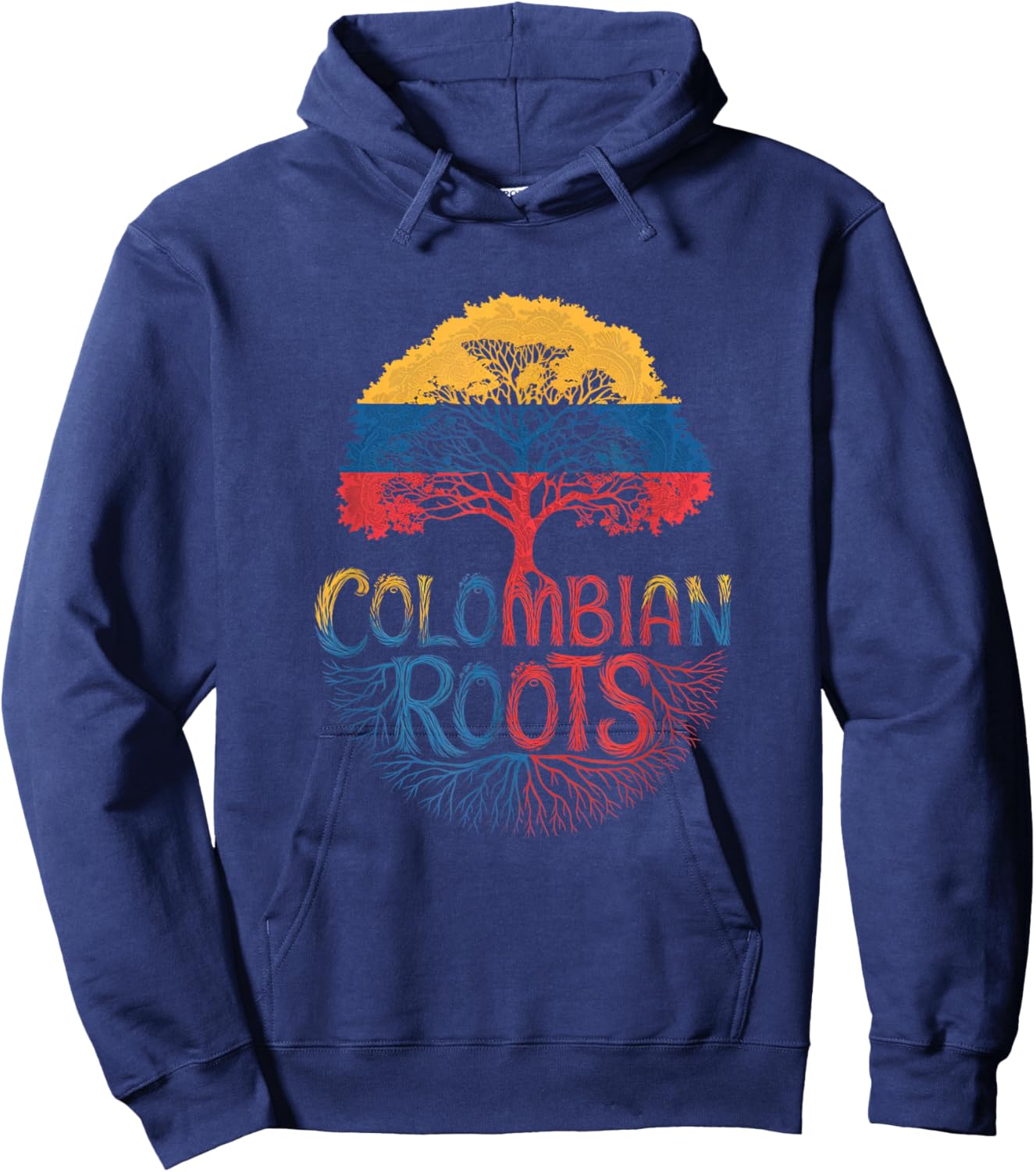 Colombian Roots - Colombia Flag Colors Family Tree Souvenir Hoodie - Hoodie | Navy
