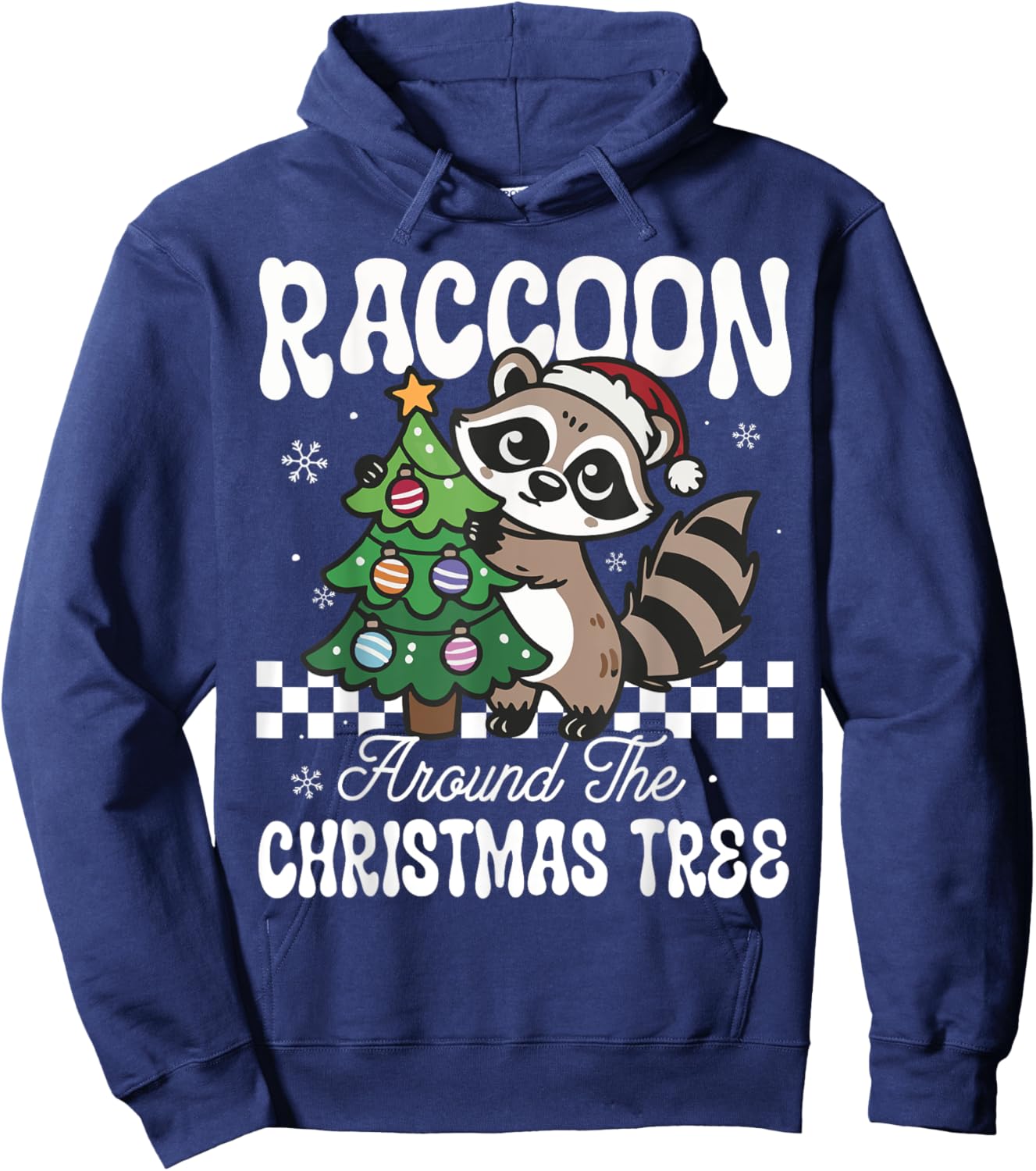 Funny Raccoon Around The Christmas Tree Raccoon Lover Hoodie - Hoodie | Navy