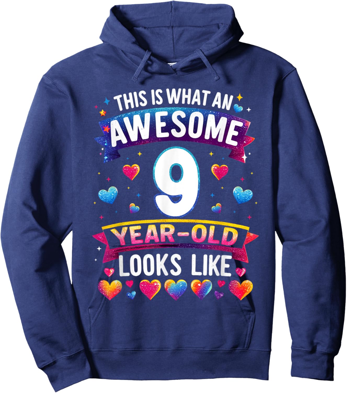 This Is What An Awesome 9 Year Old Looks Like 9th Birthday Hoodie - Hoodie | Navy