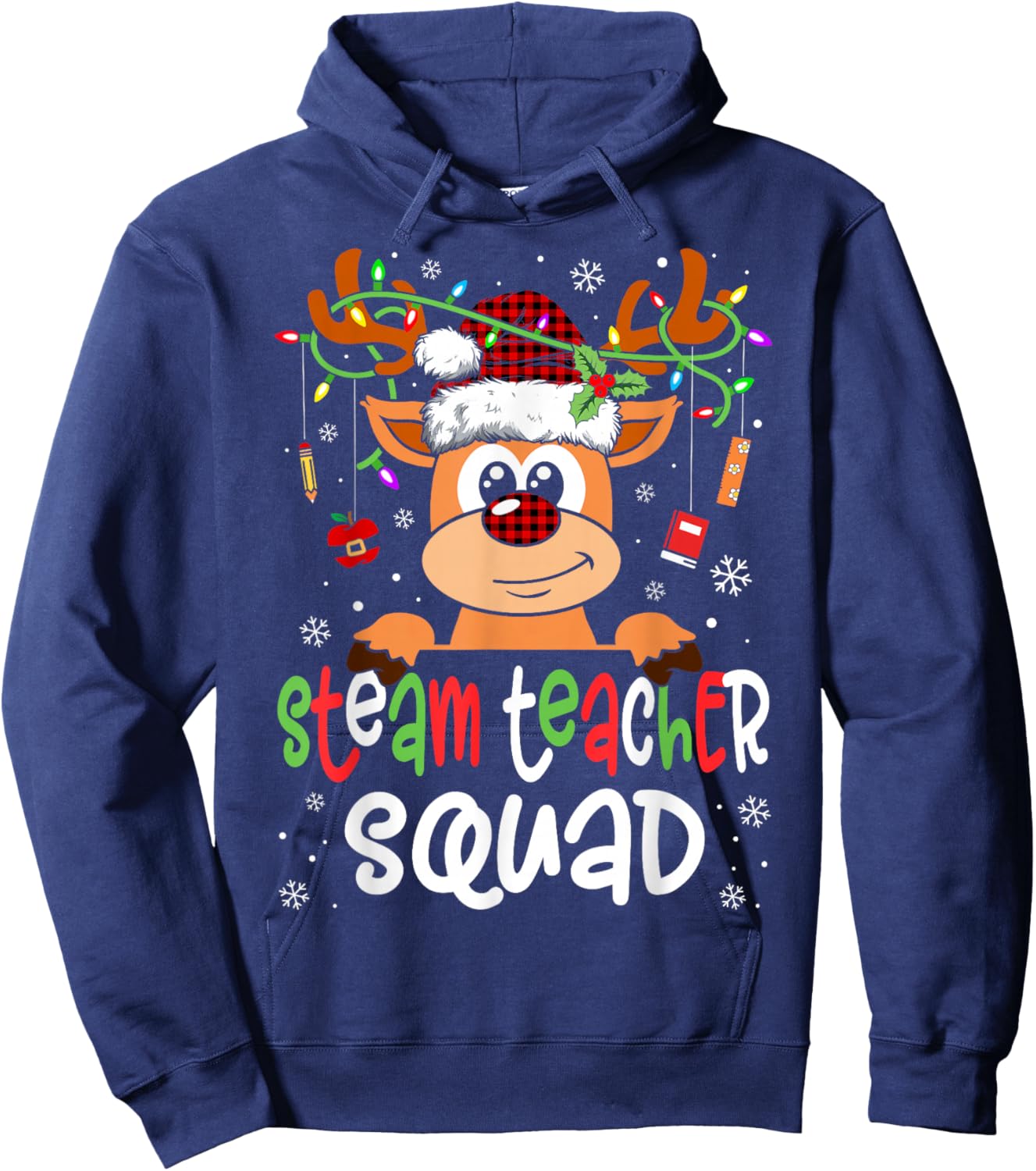 Steam Teacher Squad Reindeer Christmas Teacher Hoodie - Hoodie | Navy