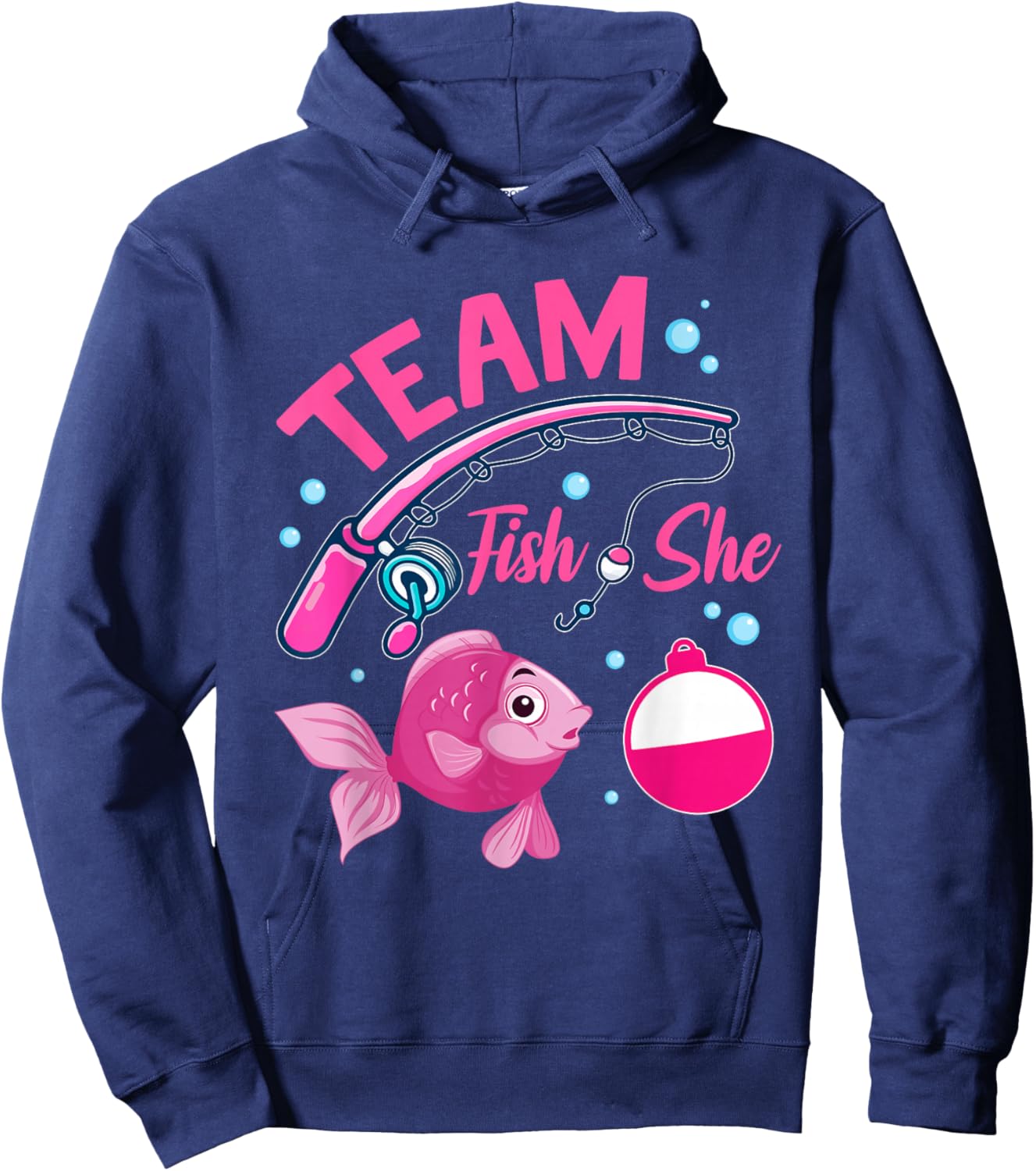 Team Fish She Fishing Gender Reveal Party Announcement Hoodie - Hoodie | Navy