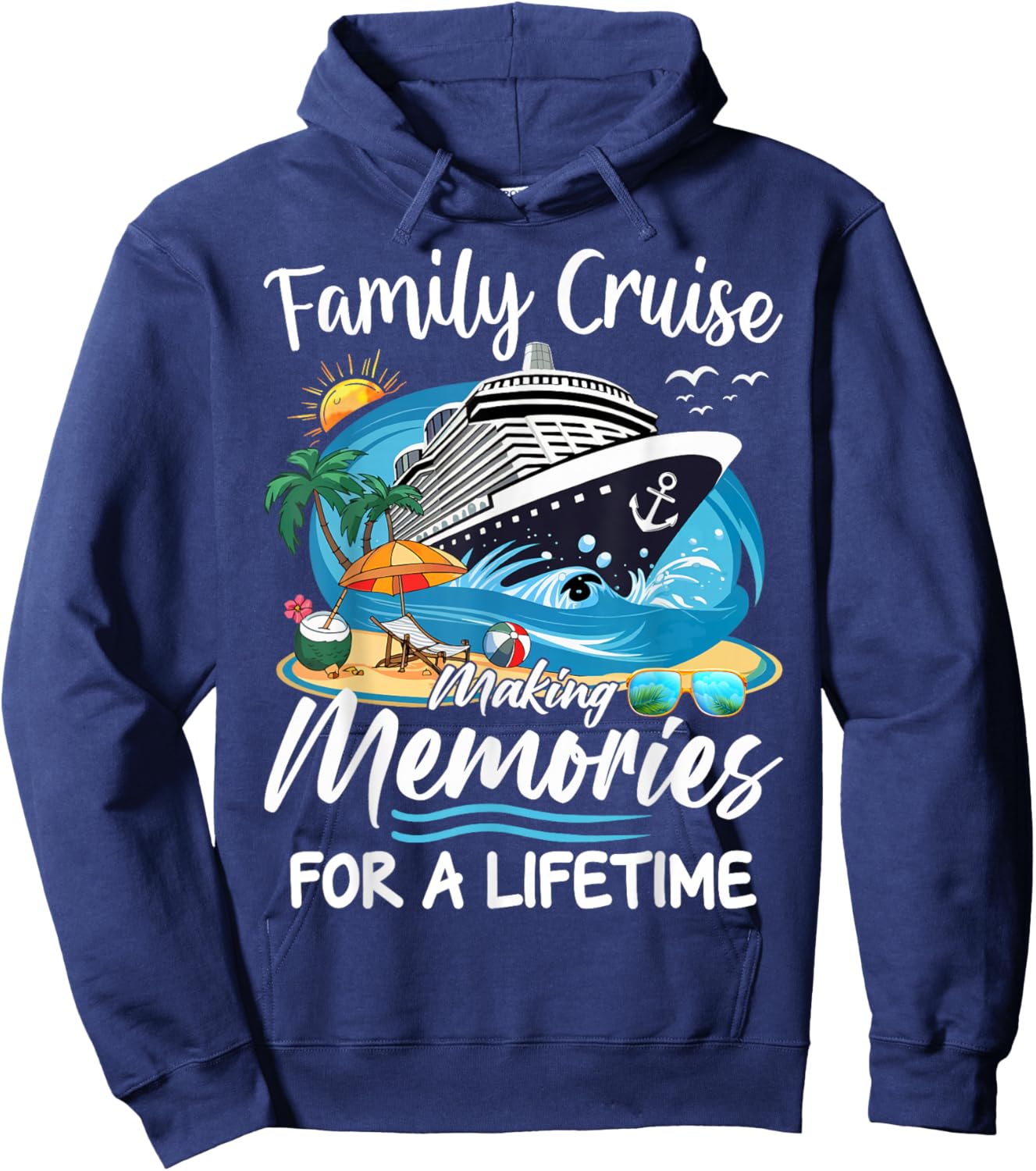 Cruise Party Vacation Trip Family Matching Outfit. , Black, Small, Short Sleeve, , Polyester, Letter Print, Celebration, Vacation, Casual, All Seasons Hoodie - Hoodie | Navy