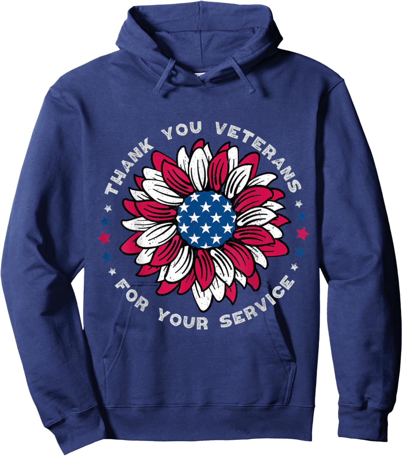 Thank You Veterans Sunflower, Military Veterans Day Tribute Hoodie - Hoodie | Navy