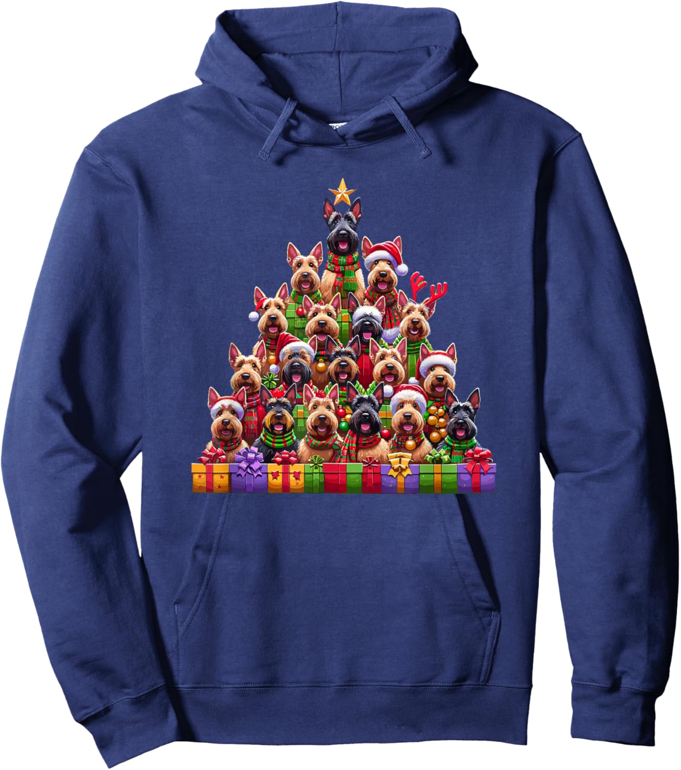 Christmas Tree Scottish Terrier Scottie Terriers Hoodie - Hoodie | Navy