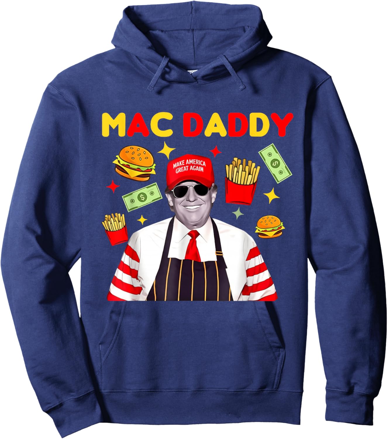 Trump Mac Daddy - Black - Small - Short Sleeve - Classic Fit - Cartoon Theme - All Seasons Hoodie - Hoodie | Navy
