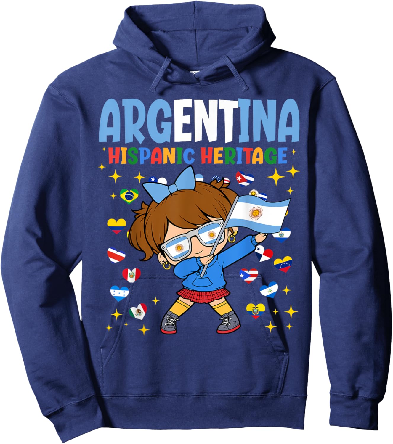 Hispanic Heritage Month Argentina Flag Argentinian Girl Kids Hoodie - Hoodie | Navy