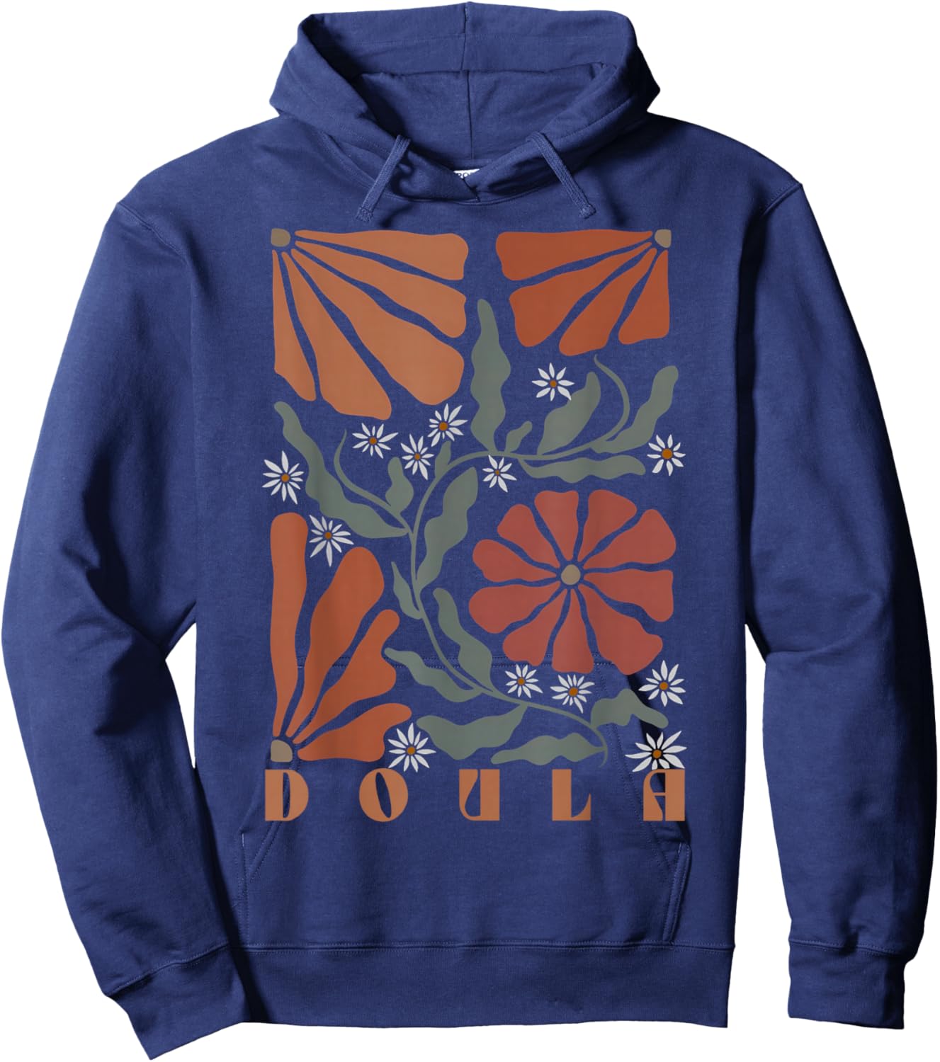 Boho Floral Doula OB Nurse Coach Lactation Consultant Hoodie - Hoodie | Navy