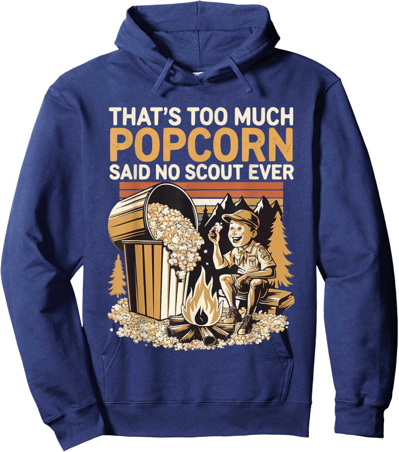 Campfire Camping Hiking Popcorn Lover Scout Fun Outdoor Hoodie - Hoodie | Navy