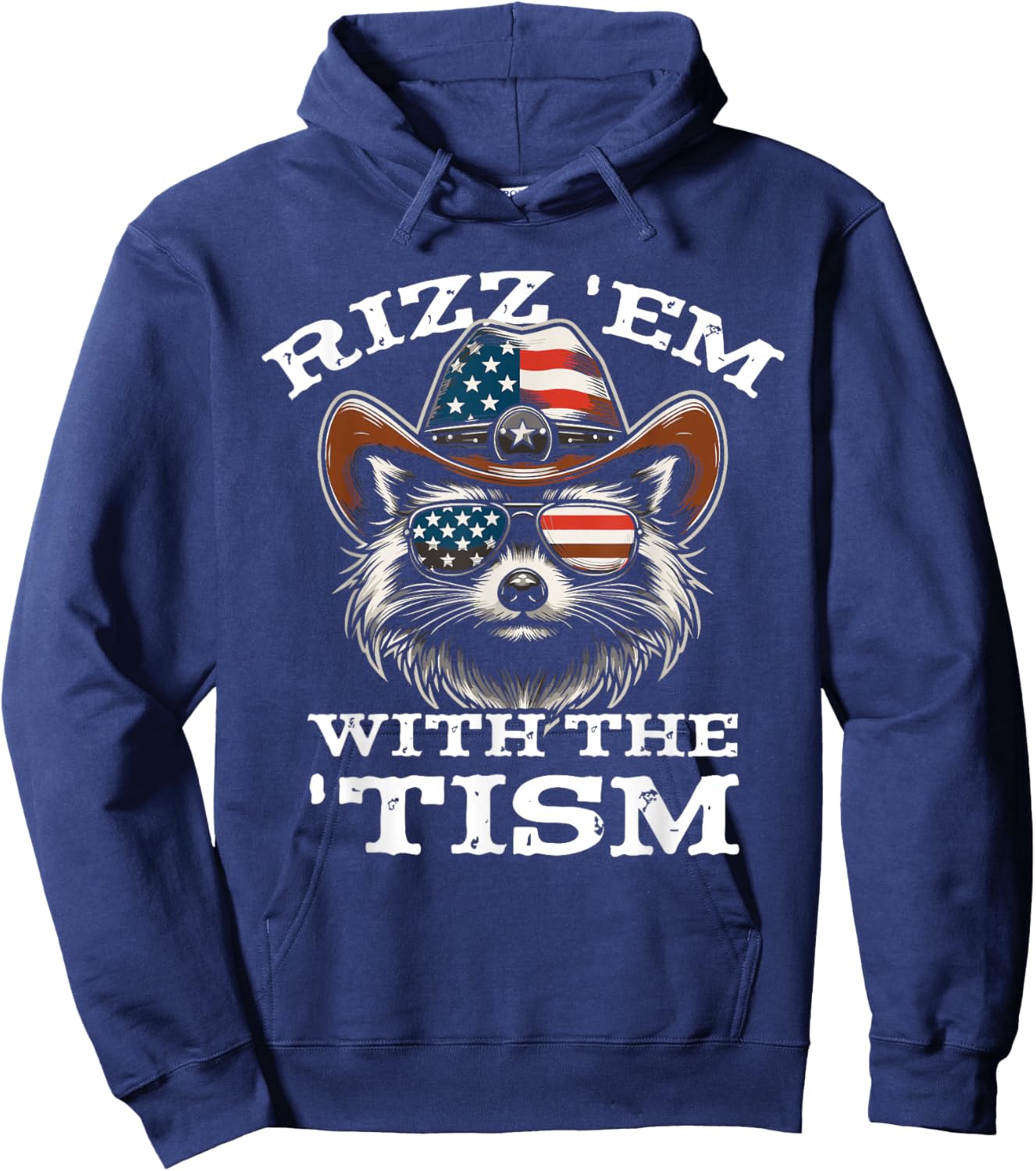 Rizz Em With The Tism Funny Raccoon Meme Autism Hoodie - Hoodie | Navy