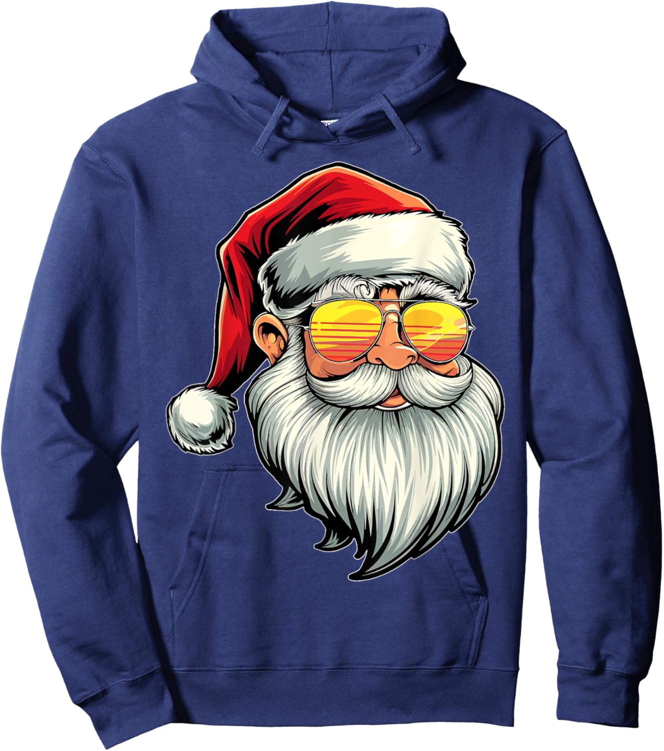 Santa Face Retro Sunglasses Christmas Xmas Men Women Kids Hoodie - Hoodie | Navy