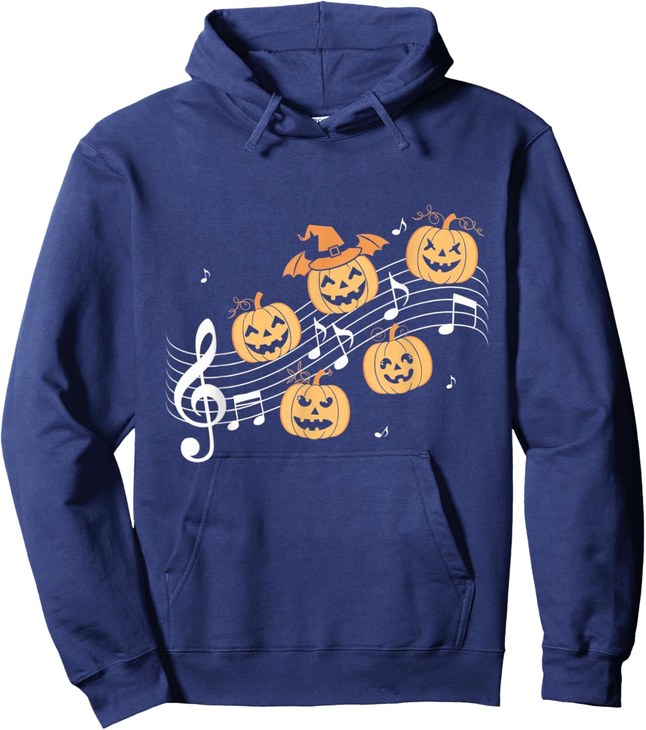 Music Note Pumpkin Fall Music Teacher Halloween Costume Hoodie - Hoodie | Navy