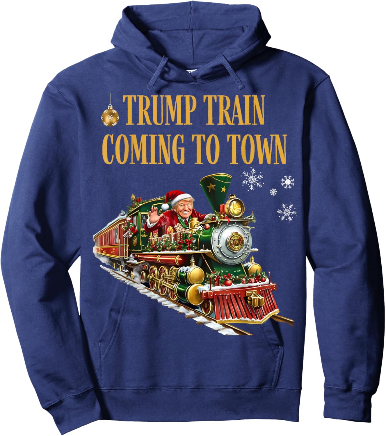 Trump Train Coming to Town Funny Christmas Santa Claus Trump Hoodie - Hoodie | Navy