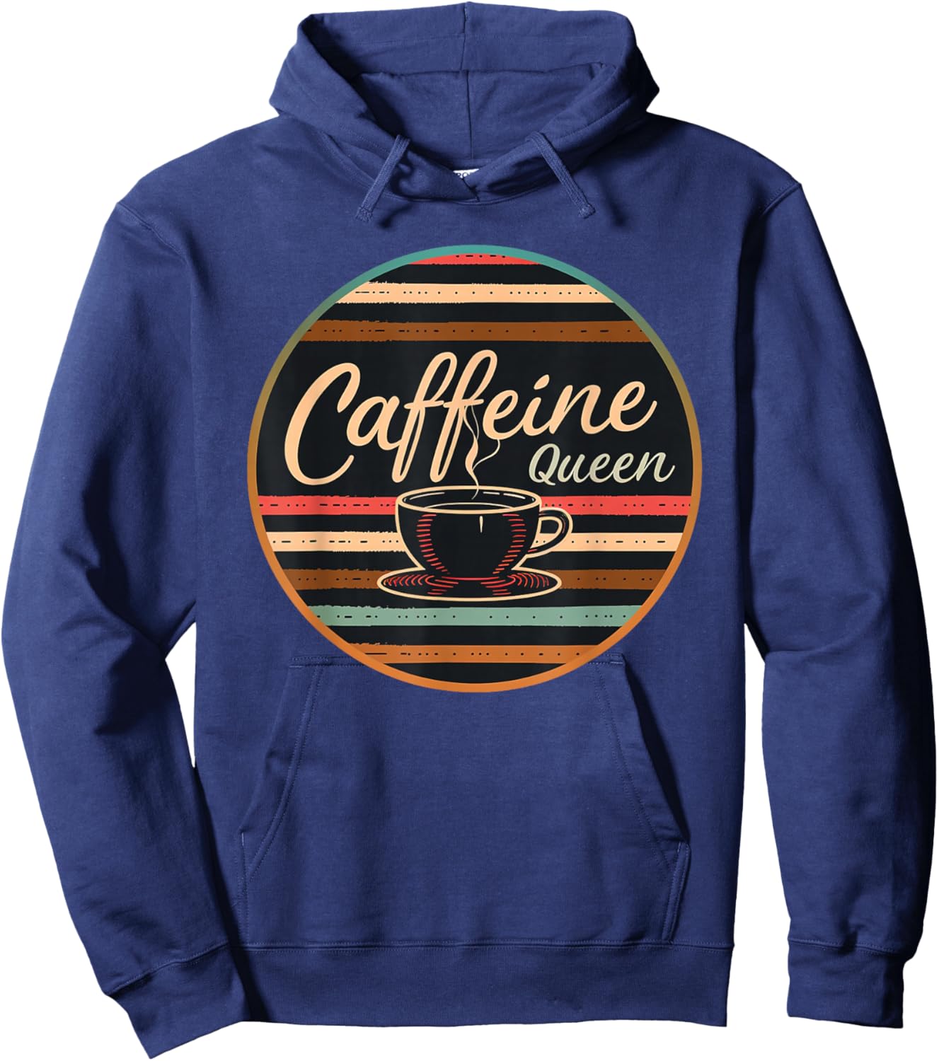 Caffeine Queen Coffee - Lover Retro Funny 70s 80s Barista Hoodie - Hoodie | Navy