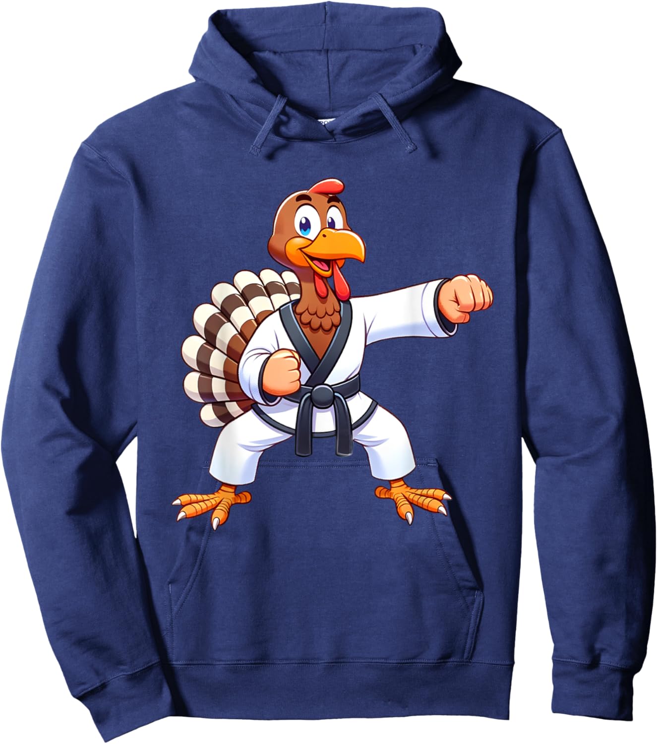 Thanksgiving MMA Kickboxing Judo Karate Turkey Kids Teens Hoodie - Hoodie | Navy