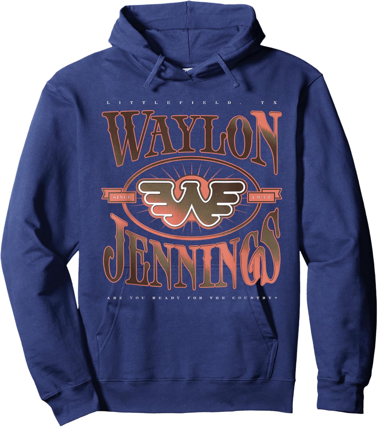 Waylon Jennings - Official Merchandise - Waylon Hoodie - Hoodie | Navy