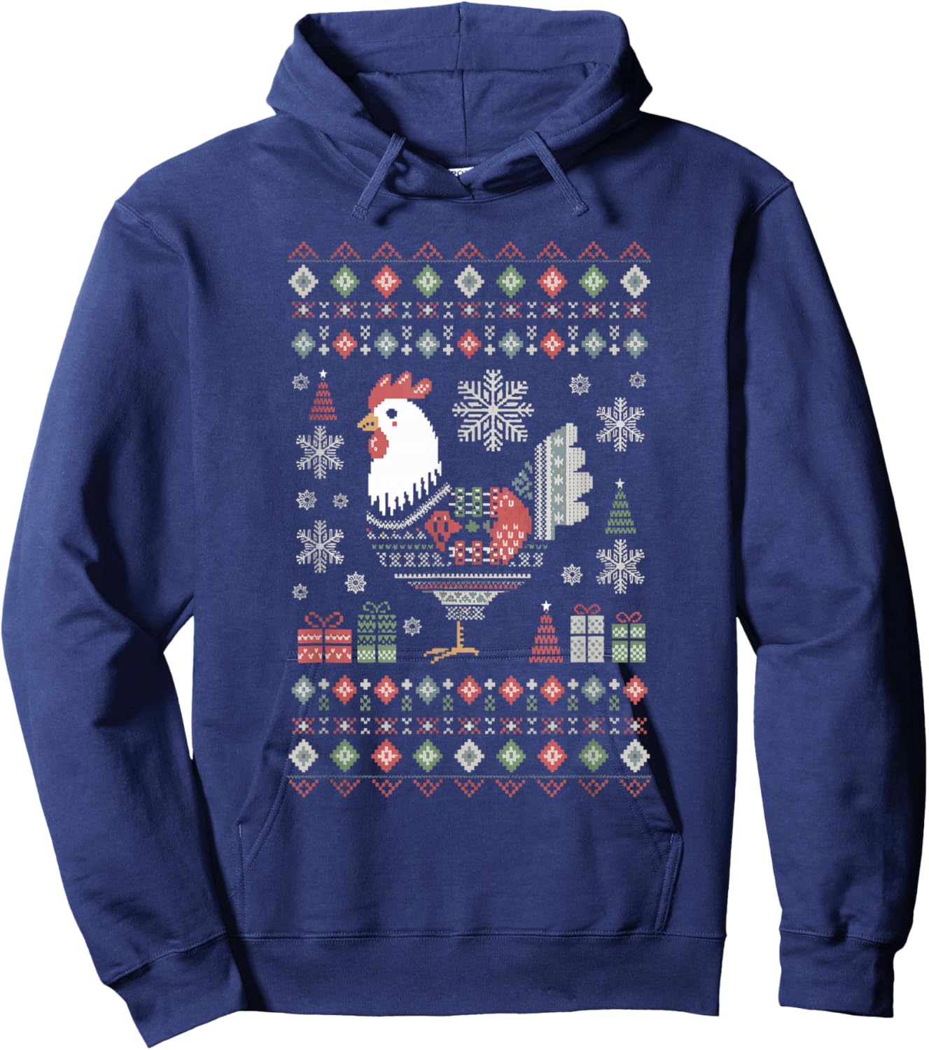 Chicken Ugly Christmas Hoodie - Hoodie | Navy