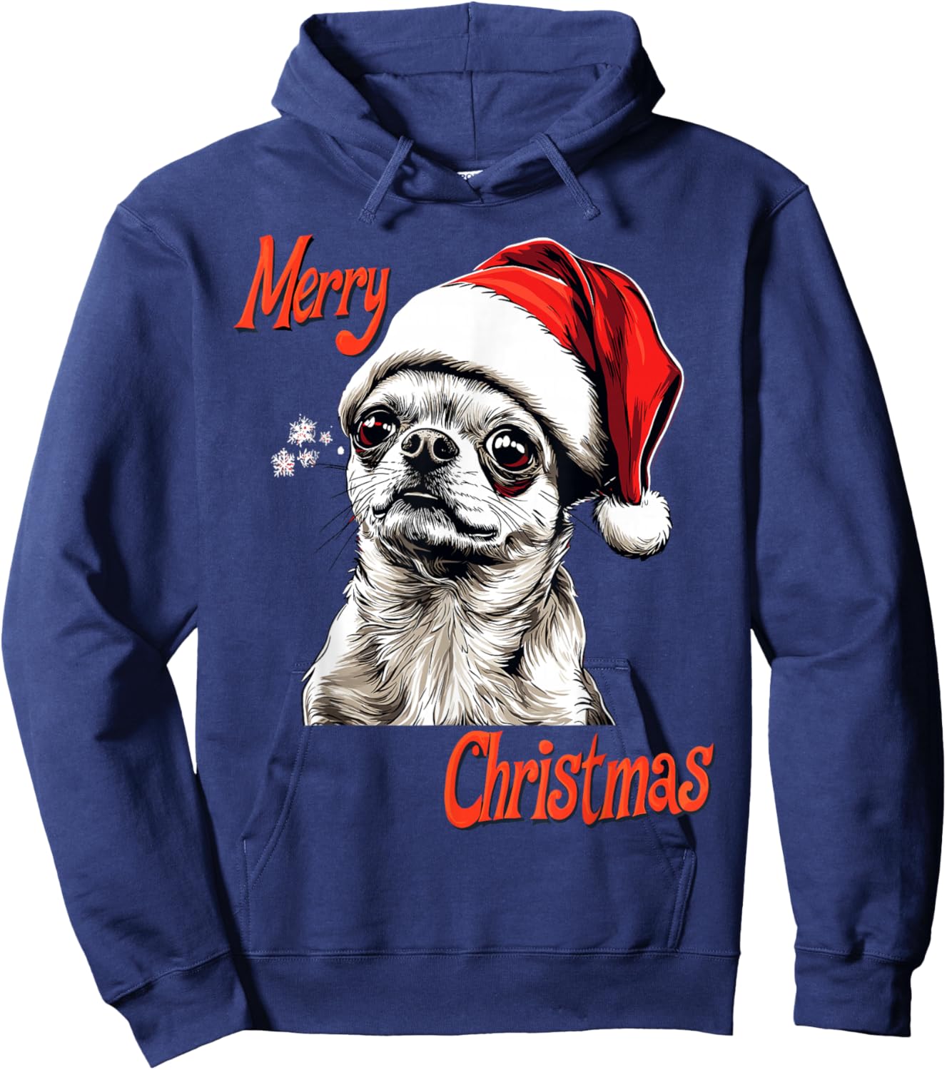 Chihuahua Santa Hat Merry Christmas Xmas Dog Lover Pajama Women Kids Hoodie - Hoodie | Navy