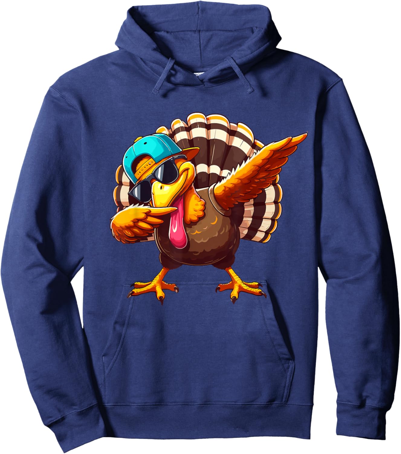 Dabbing Turkey Thanksgiving Day Pilgrim Boys Kids Funny Dab Hoodie - Hoodie | Navy