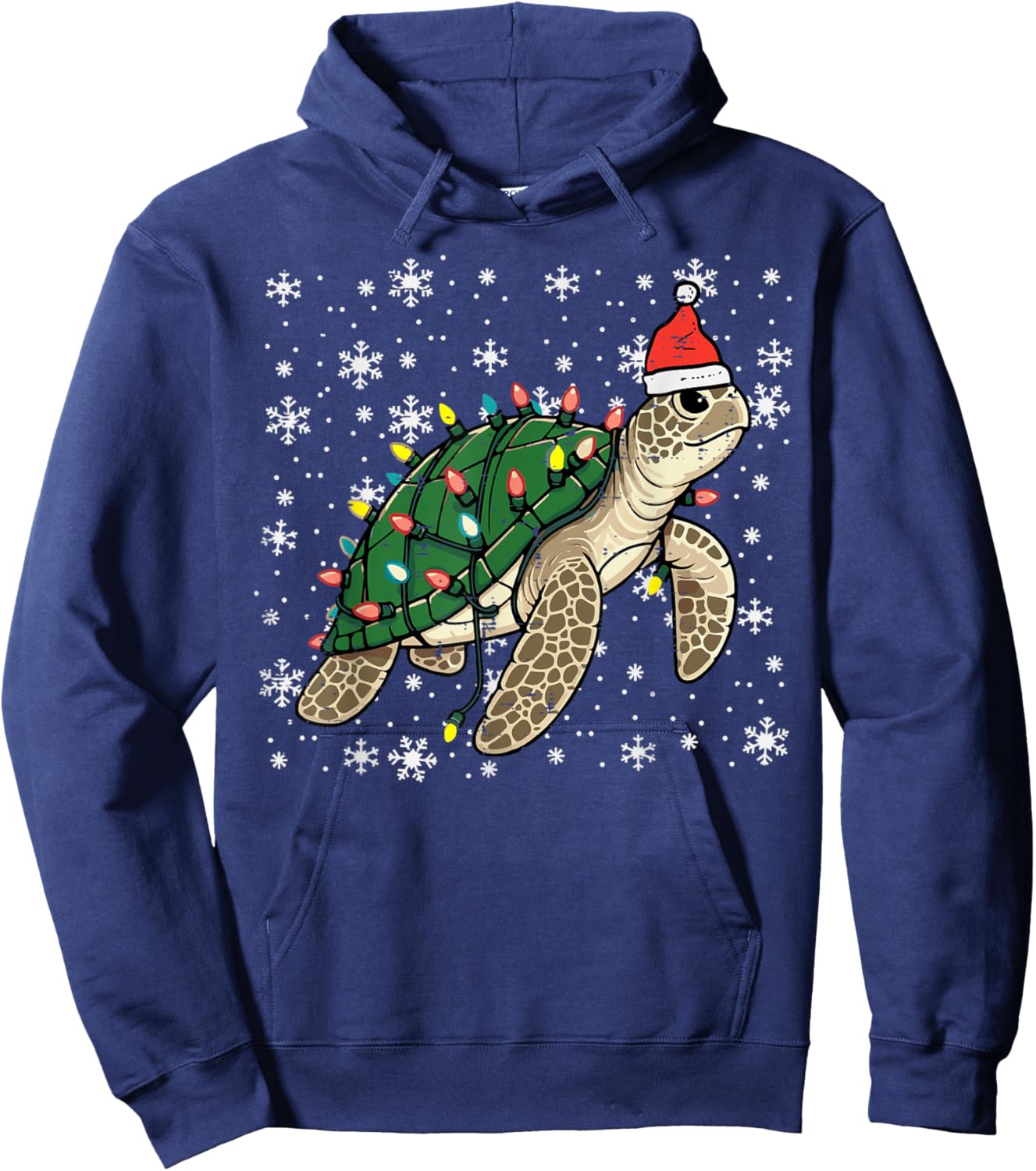 Christmas Sea Turtle Santa Xmas Men Women Boys Girls Kids Hoodie - Hoodie | Navy