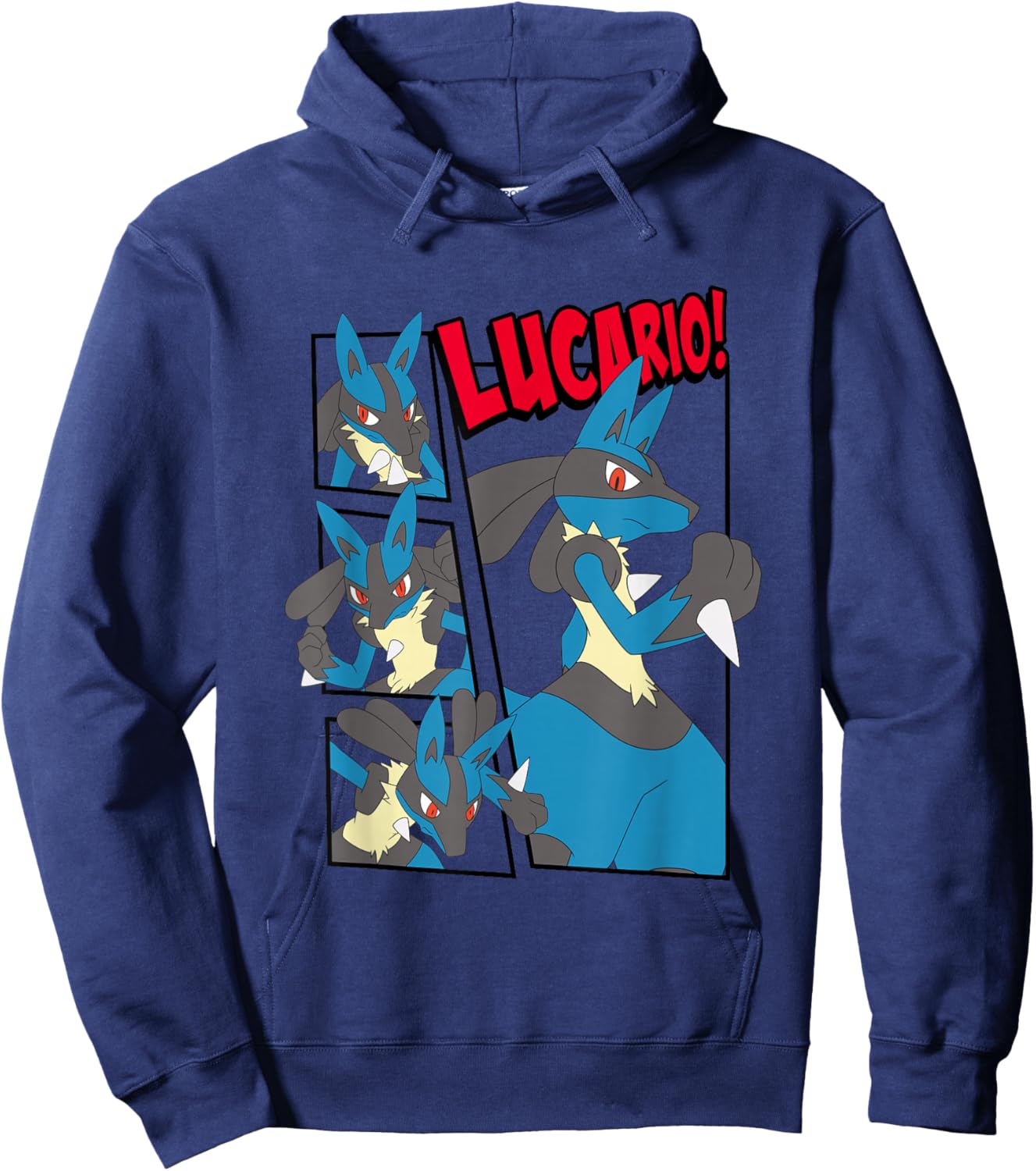 Pokémon Epic Lucario! Poses Collage Retro Big Chest Poster Hoodie - Hoodie | Navy