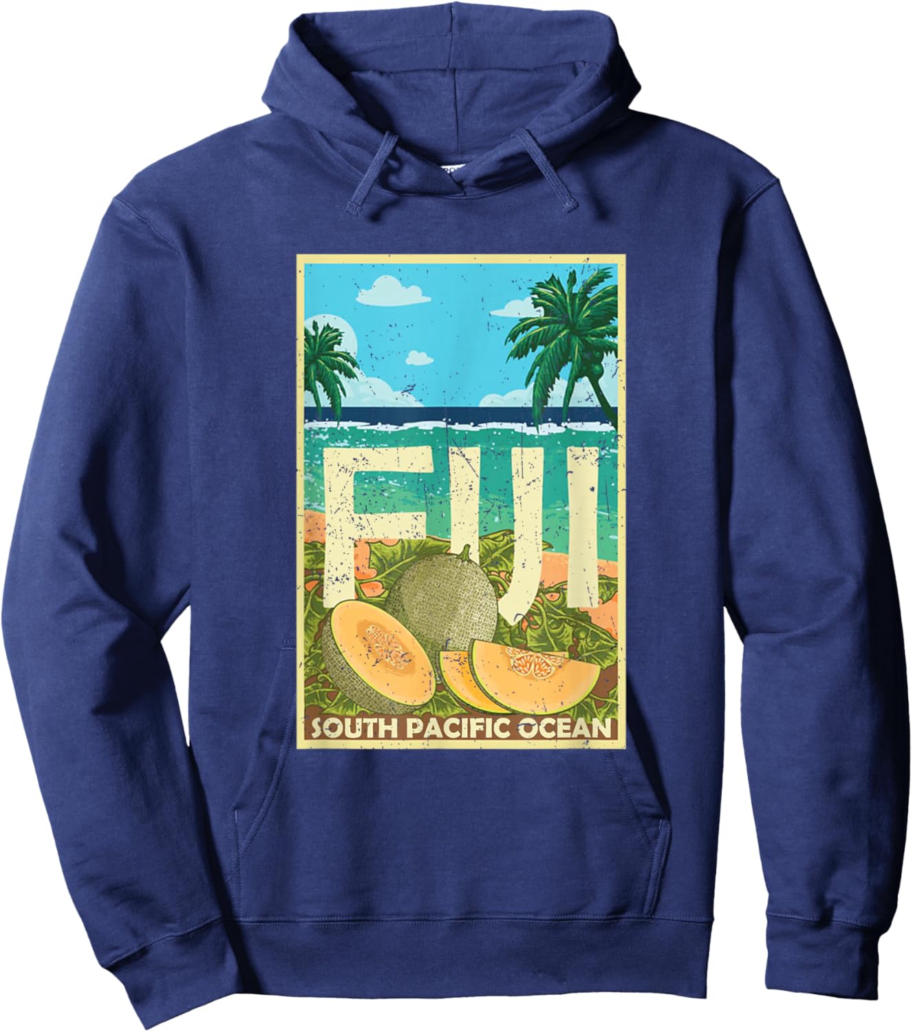 Vintage Distressed Fiji Islands South Pacific Ocean Vacation Hoodie - Hoodie | Navy