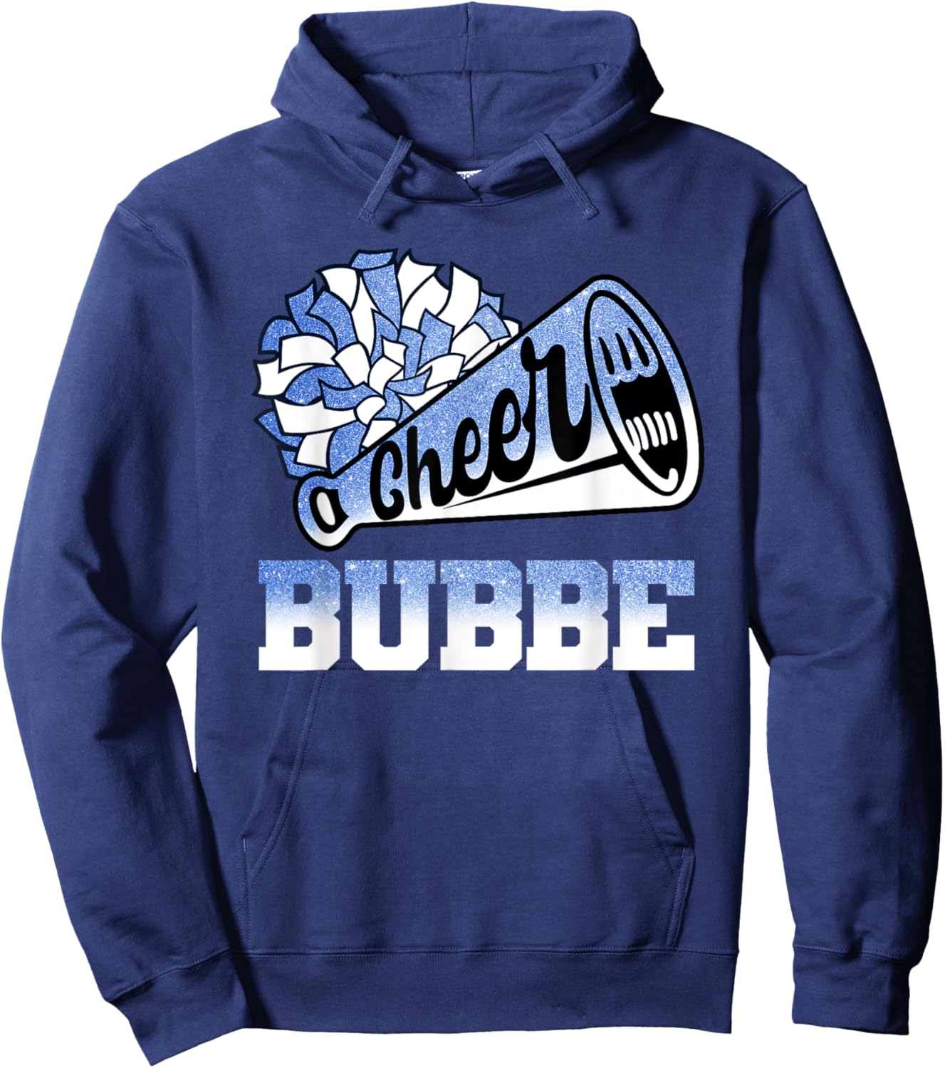 Cheer Bubbe Biggest Fan Cheerleader Blue White Pom Pom Hoodie - Hoodie | Navy