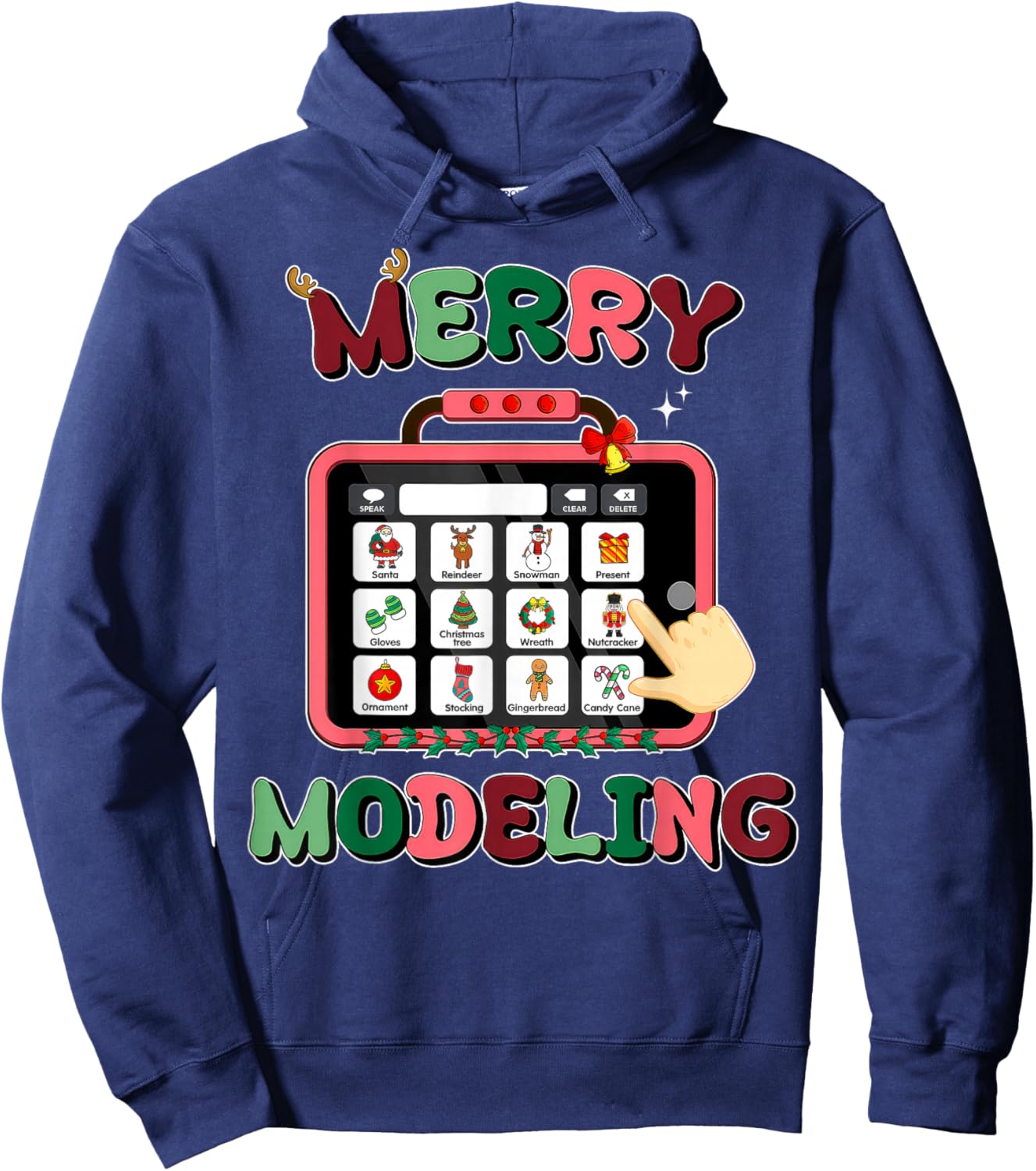 Merry Modeling Speech Language Pathologist SLP Christmas Hoodie - Hoodie | Navy