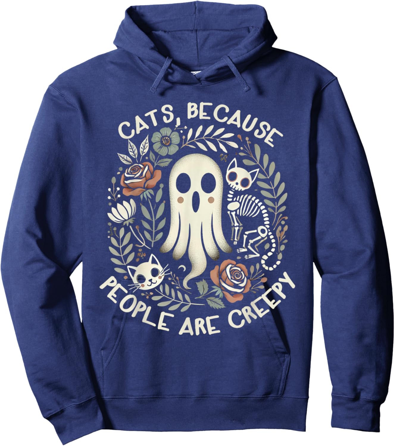 Retro Cats Because People Are Creepy Shirt Halloween Hoodie - Hoodie | Navy