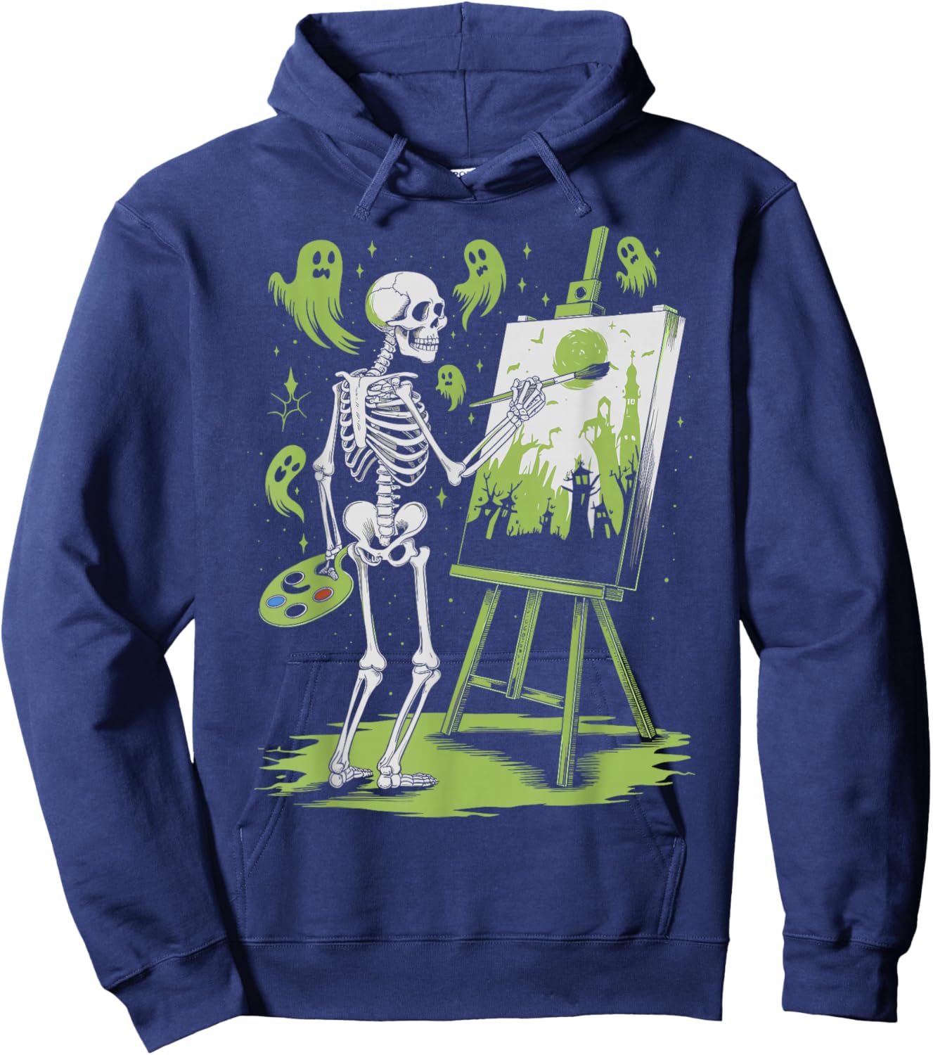 Skeleton Art Painting Lovers Spooky Halloween Artist Drawing Hoodie - Hoodie | Navy