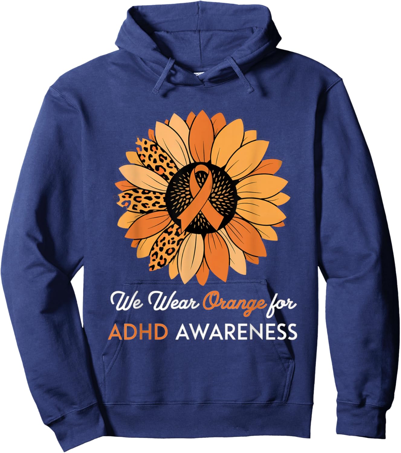 ADHD Awareness Month ADHD Sunflower Embrace Neurodiversity Hoodie - Hoodie | Navy