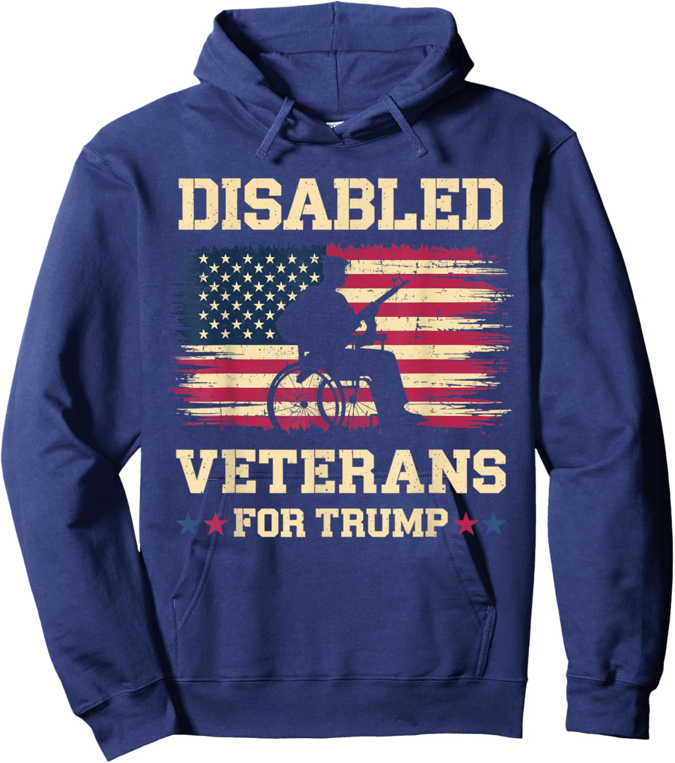 Disabled Veterans for Trump 2024 Election American Flag Hoodie - Hoodie | Navy
