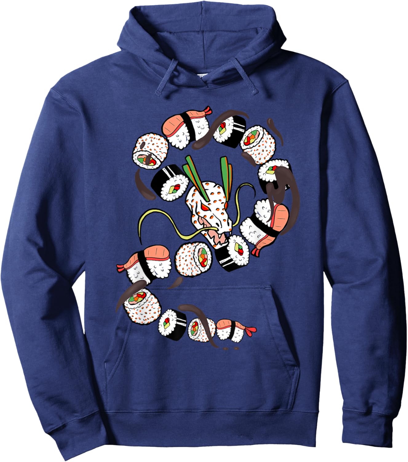 Sushi Dragon Roll Funny Japanese Food mythical Animal Lovers Hoodie - Hoodie | Navy