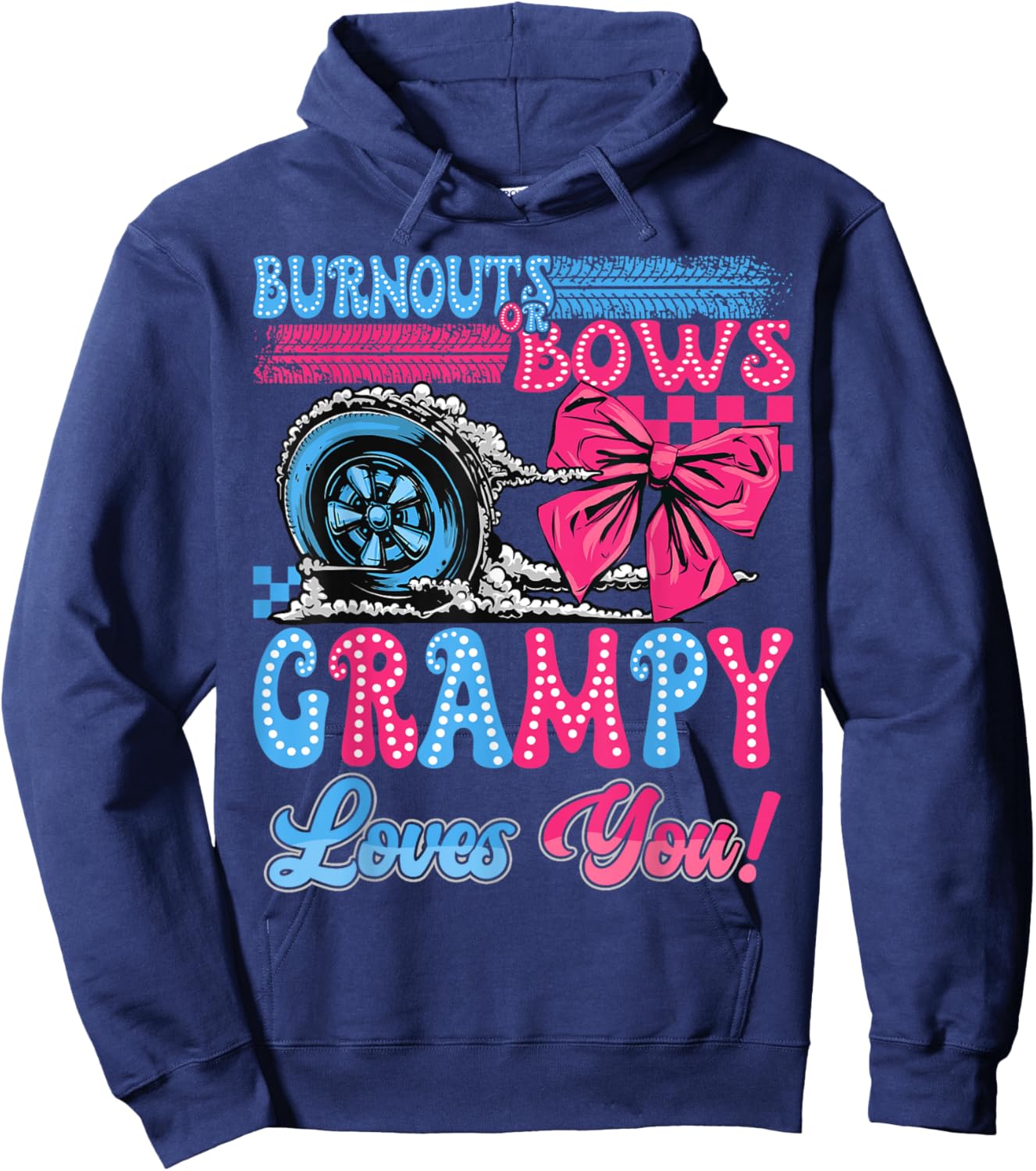 Burnouts or Bows Grampy Loves You Gender Reveal Party Hoodie - Hoodie | Navy