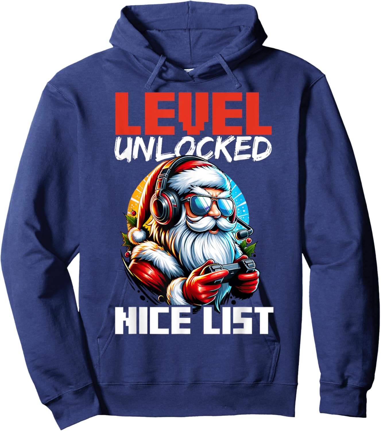 Christmas Gamer Boys Nice List Video Game Santa Xmas Hoodie - Hoodie | Navy