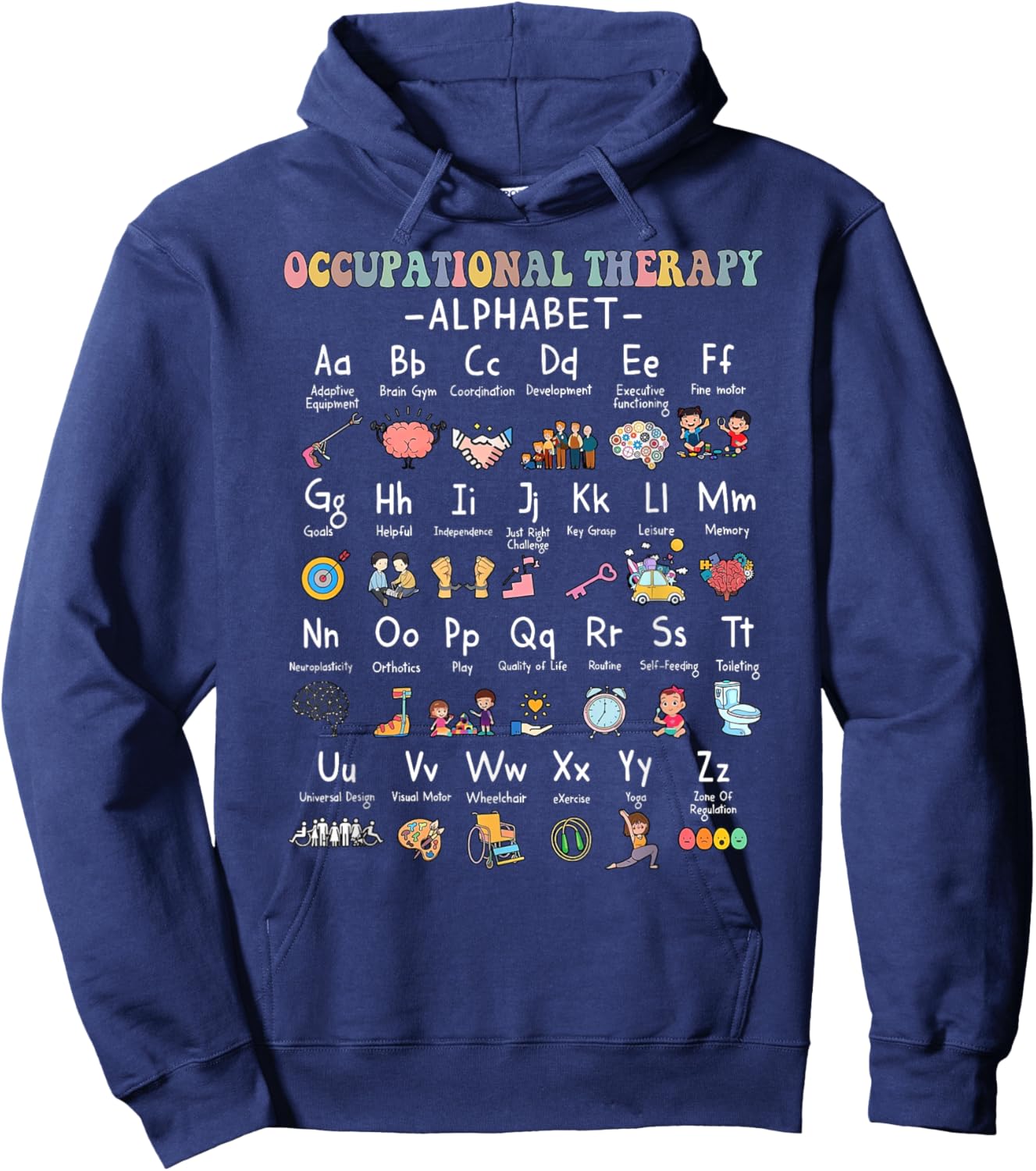 Occupational Therapy Alphabet OTA Teacher Lover ABCs Hoodie - Hoodie | Navy