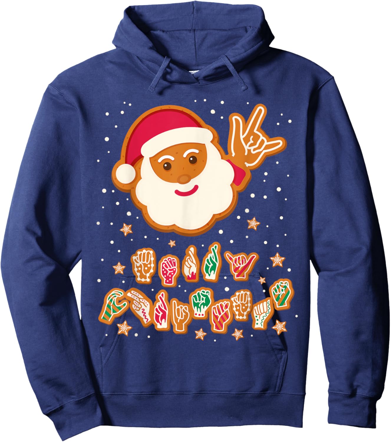 ASL Christmas Santa Signing Merry Christmas Sign Language Hoodie - Hoodie | Navy