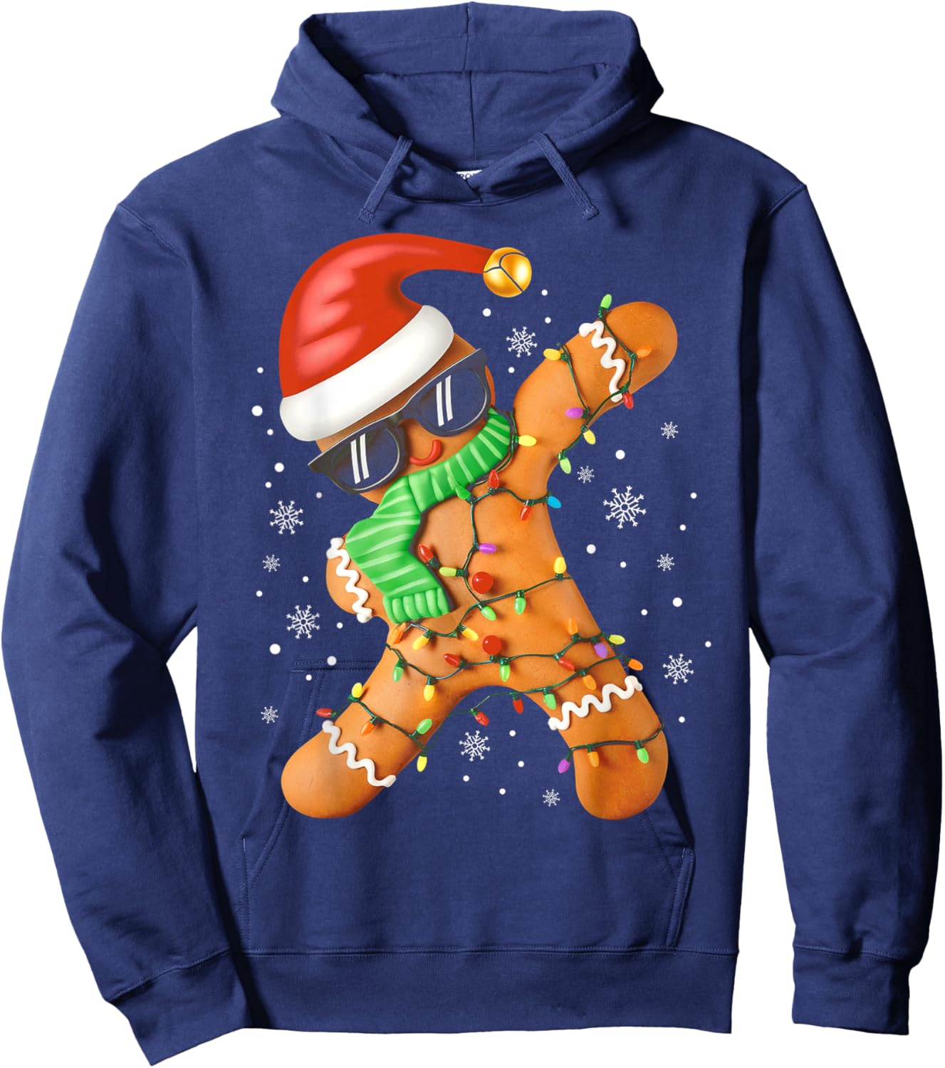 Funny Christmas Boys Kids Dabbing Gingerbread Xmas Pajamas Hoodie - Hoodie | Navy