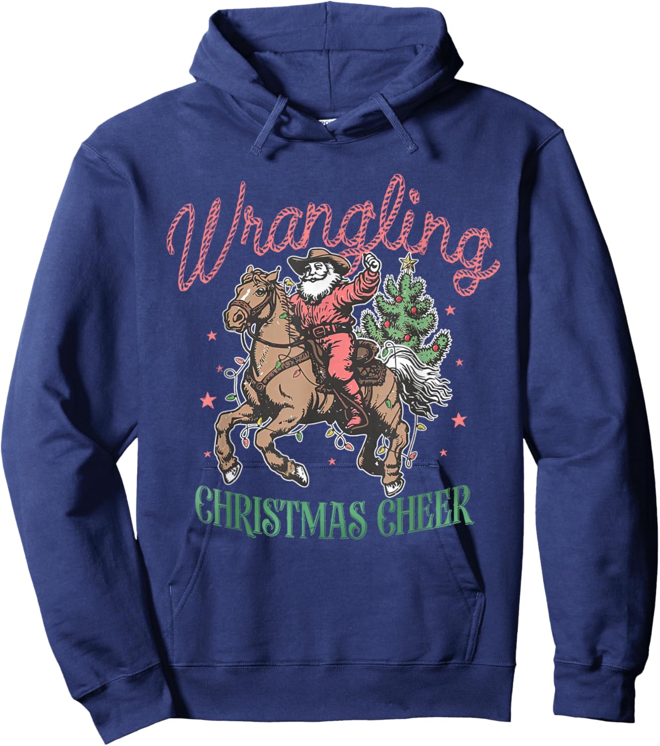 Western Christmas Wrangling Christmas Cheer Cowboy Santa Hoodie - Hoodie | Navy