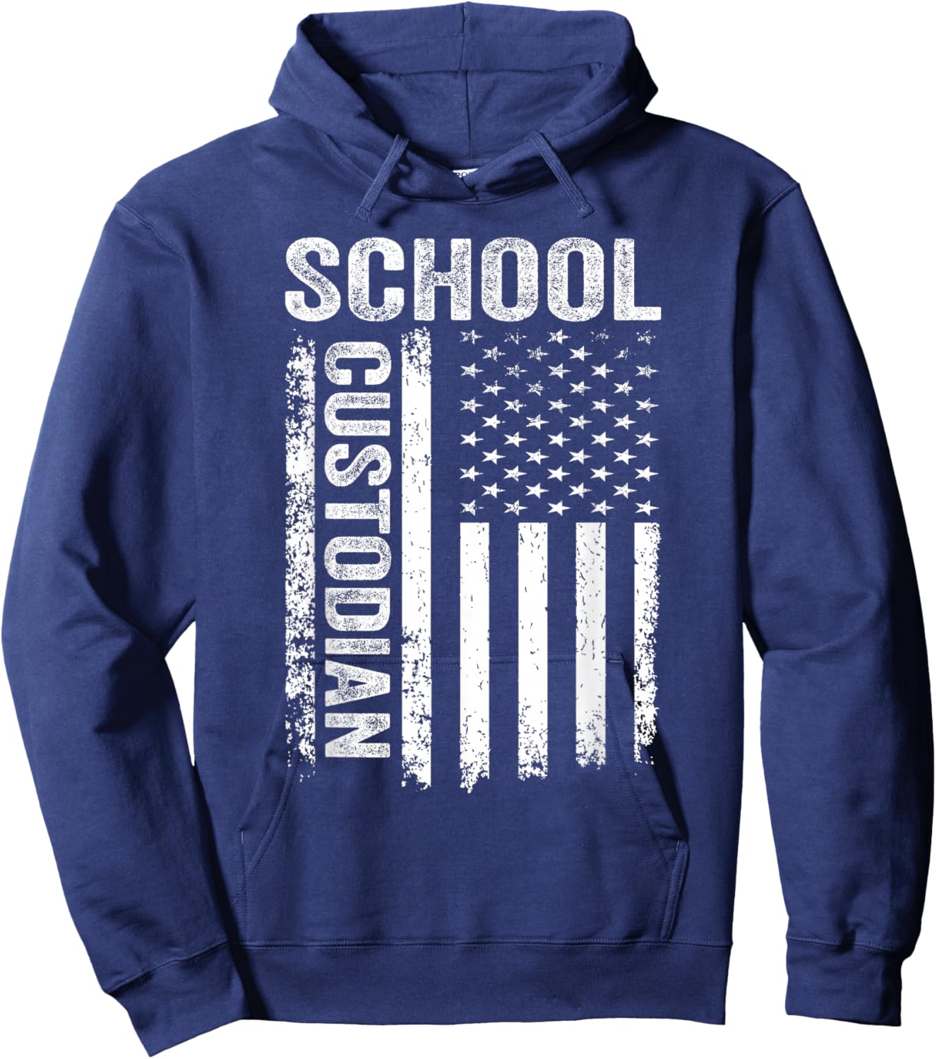 Funny 1st Day Of School, Custodian American Flag 4th Of July Hoodie - Hoodie | Navy