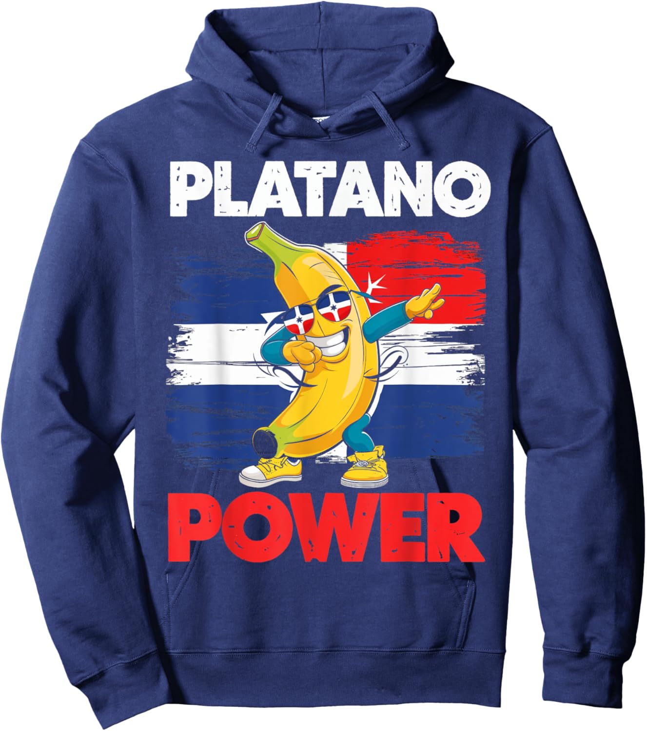 Platanos Power Dominican Flag Banana Fun Hoodie - Hoodie | Navy